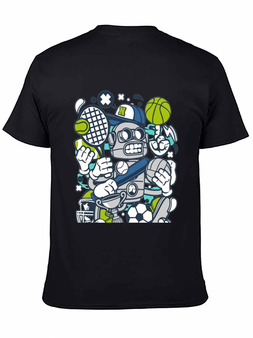 Sports Robot Graphic T-Shirt - Cool Design