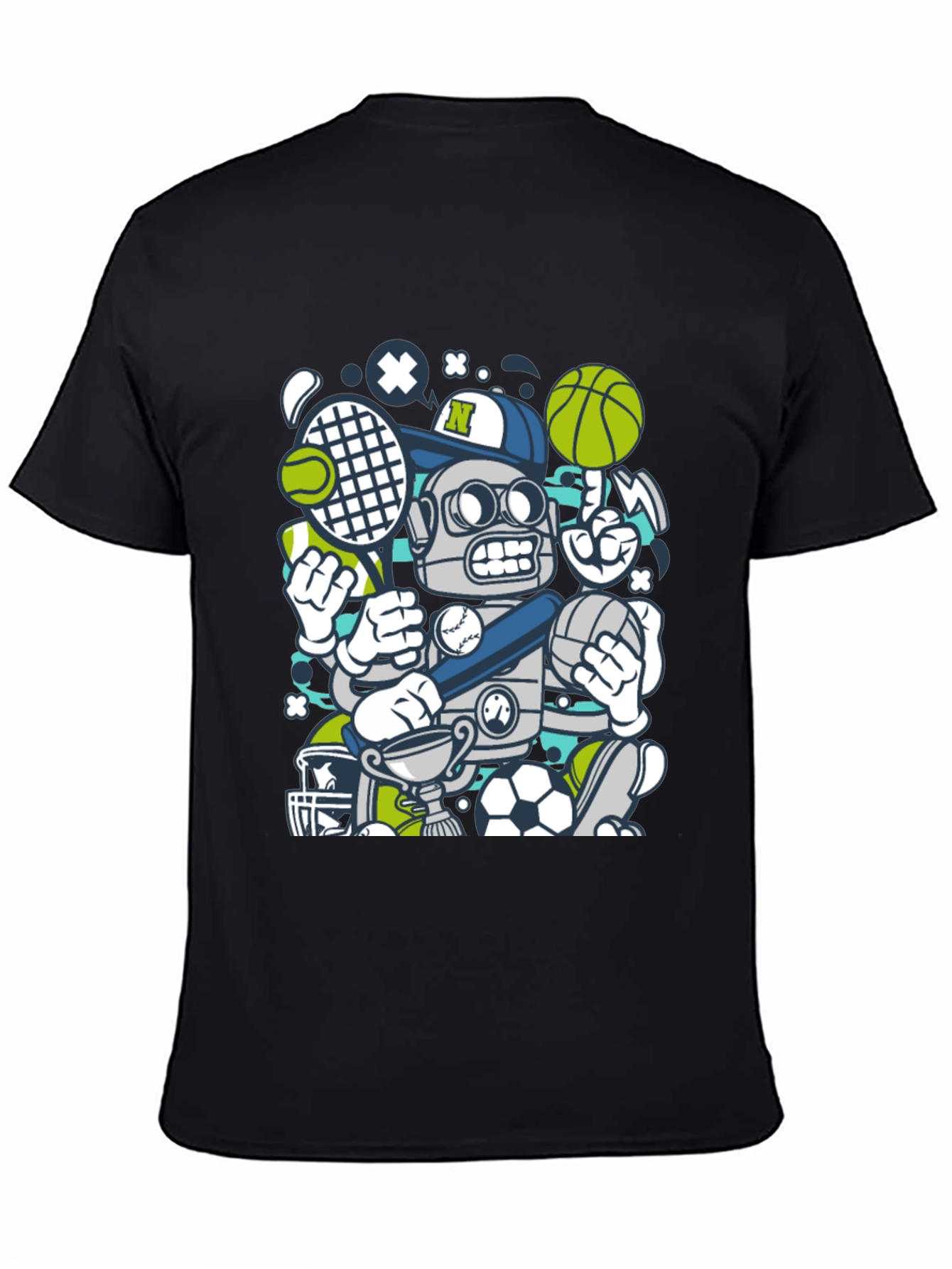 Sports Robot Graphic T-Shirt - Cool Design