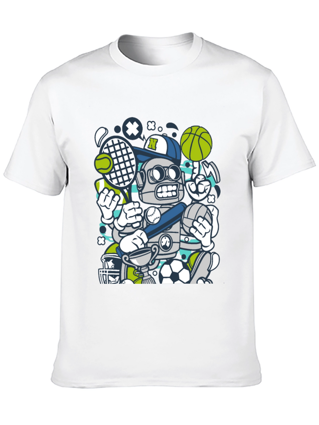 Sports Robot Graphic T-Shirt - Cool Design