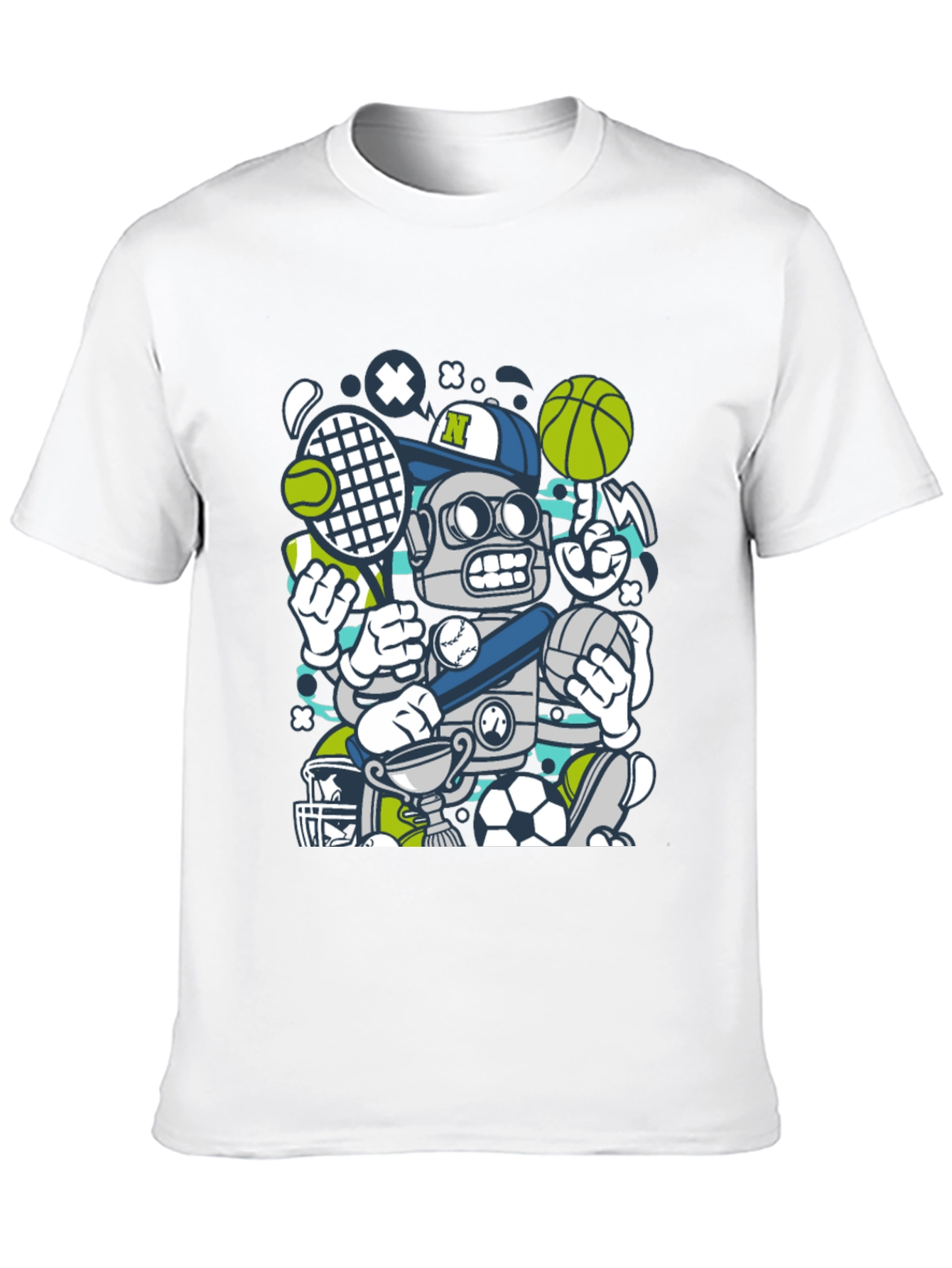 Sports Robot Graphic T-Shirt - Cool Design