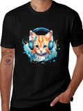 Cool Cat Headphones Graphic Tee