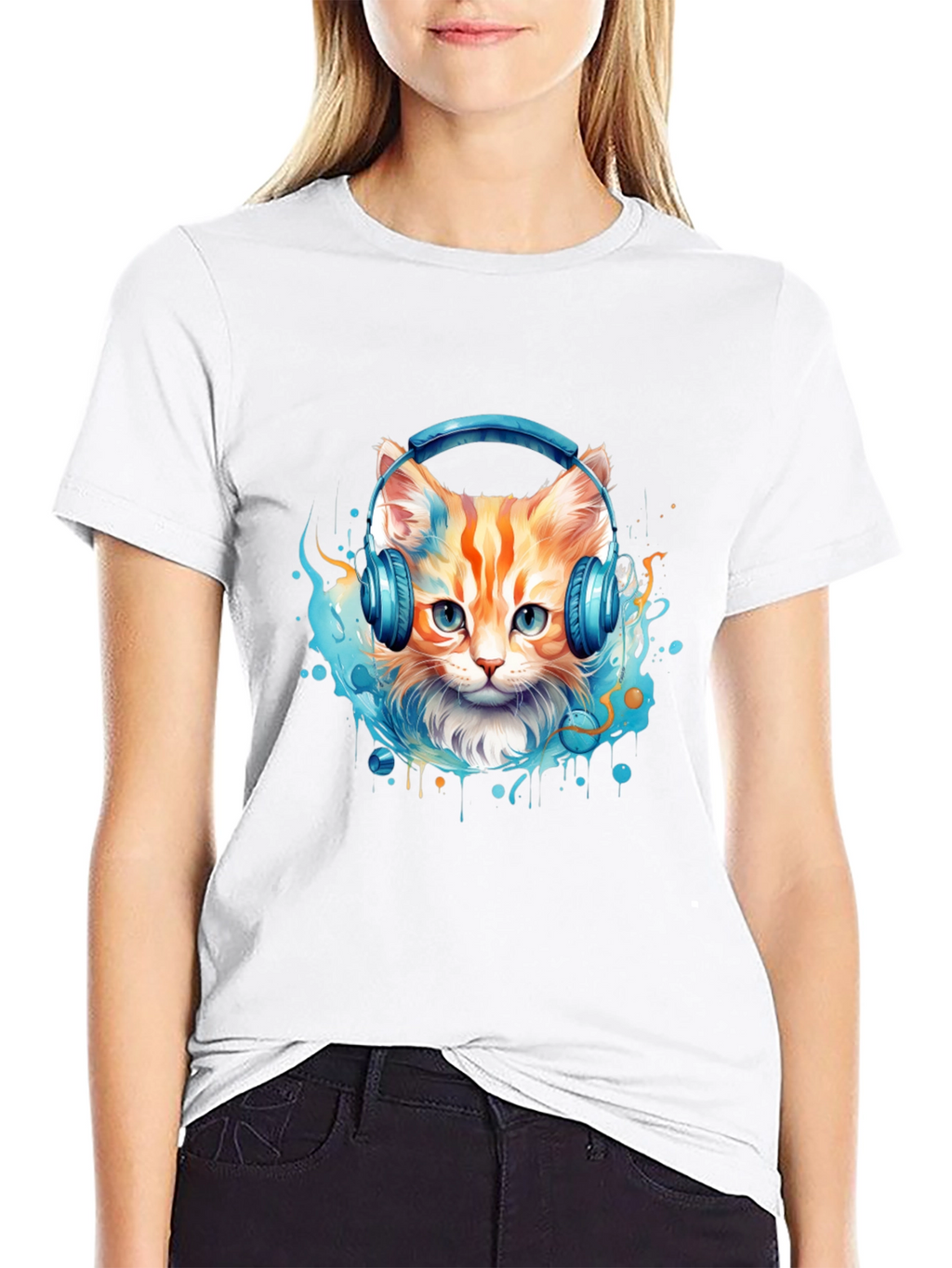 Cool Cat Headphones Graphic Tee