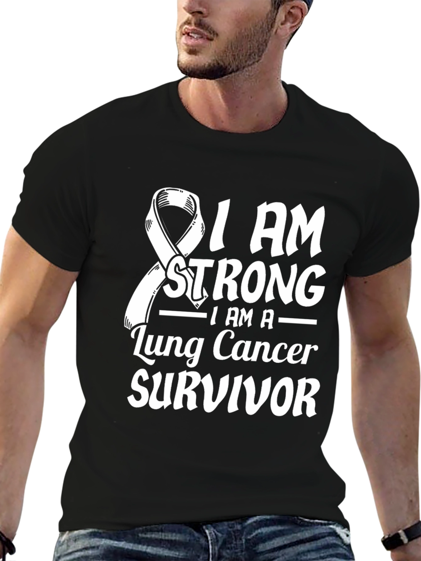 Lung Cancer Survivor T-Shirt - I Am Strong Graphic Tee