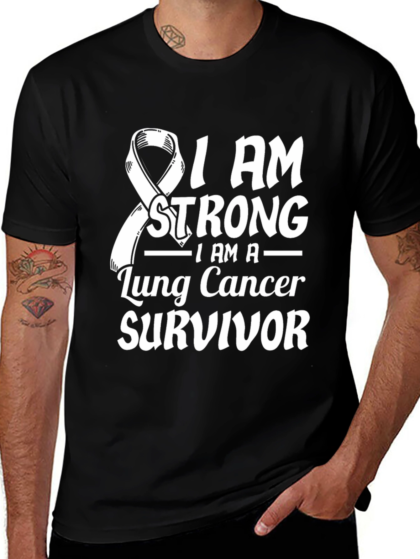 Lung Cancer Survivor T-Shirt - I Am Strong Graphic Tee