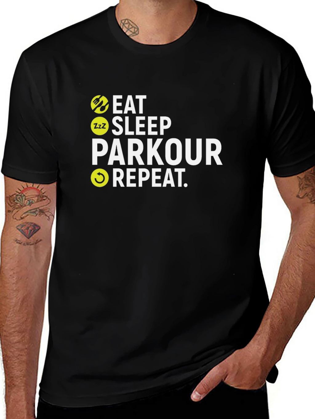 Eat Sleep Parkour Repeat Black T-Shirt