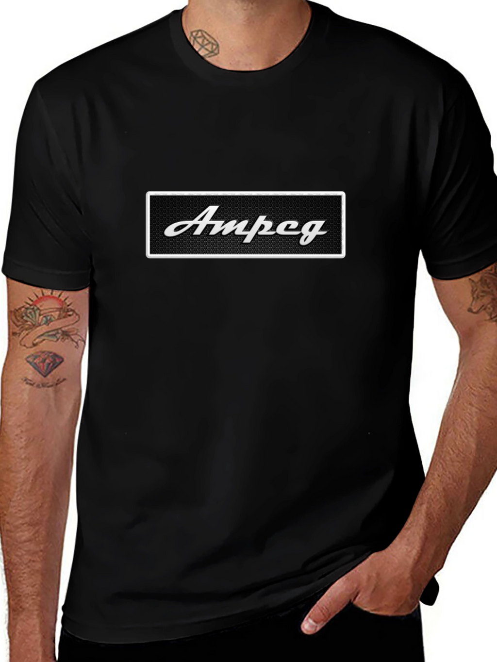 Ampeg Logo Black T-Shirt - Classic Rock Apparel