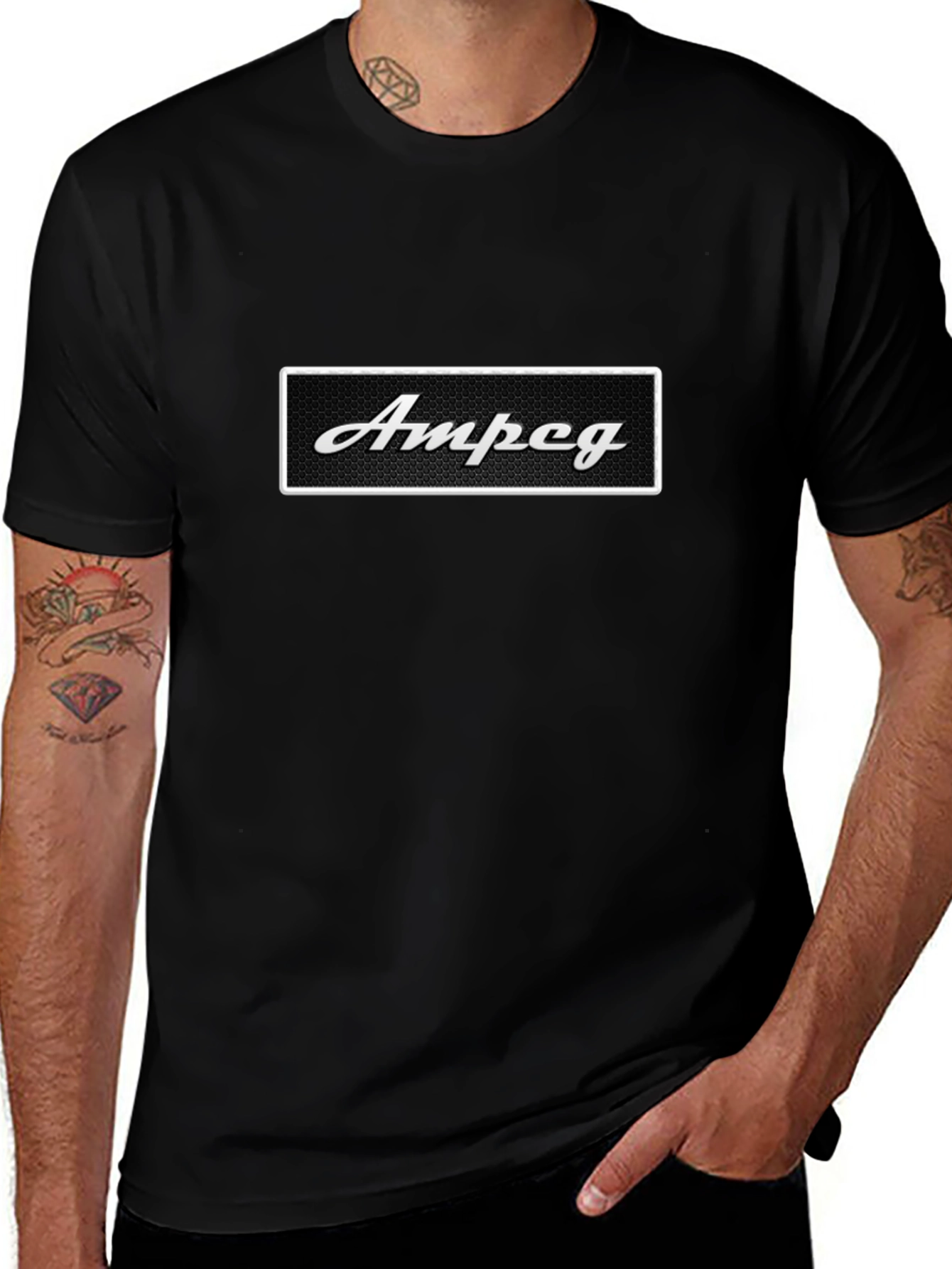Ampeg Logo Black T-Shirt - Classic Rock Apparel