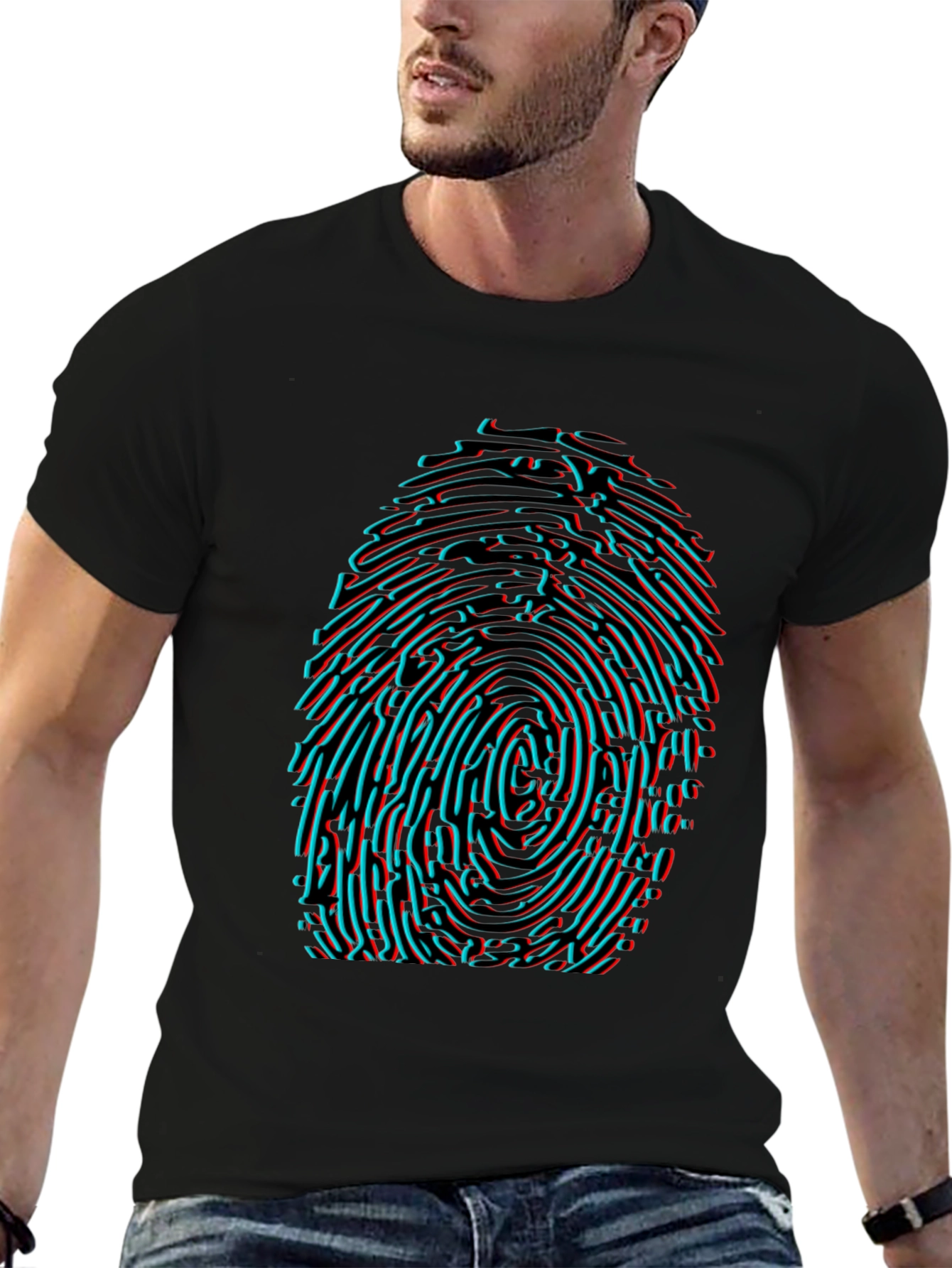 Futuristic Fingerprint Graphic T-Shirt