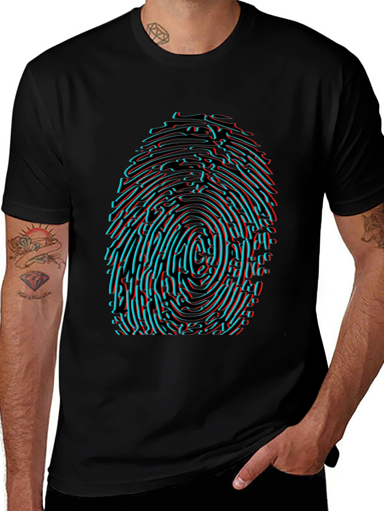 Futuristic Fingerprint Graphic T-Shirt