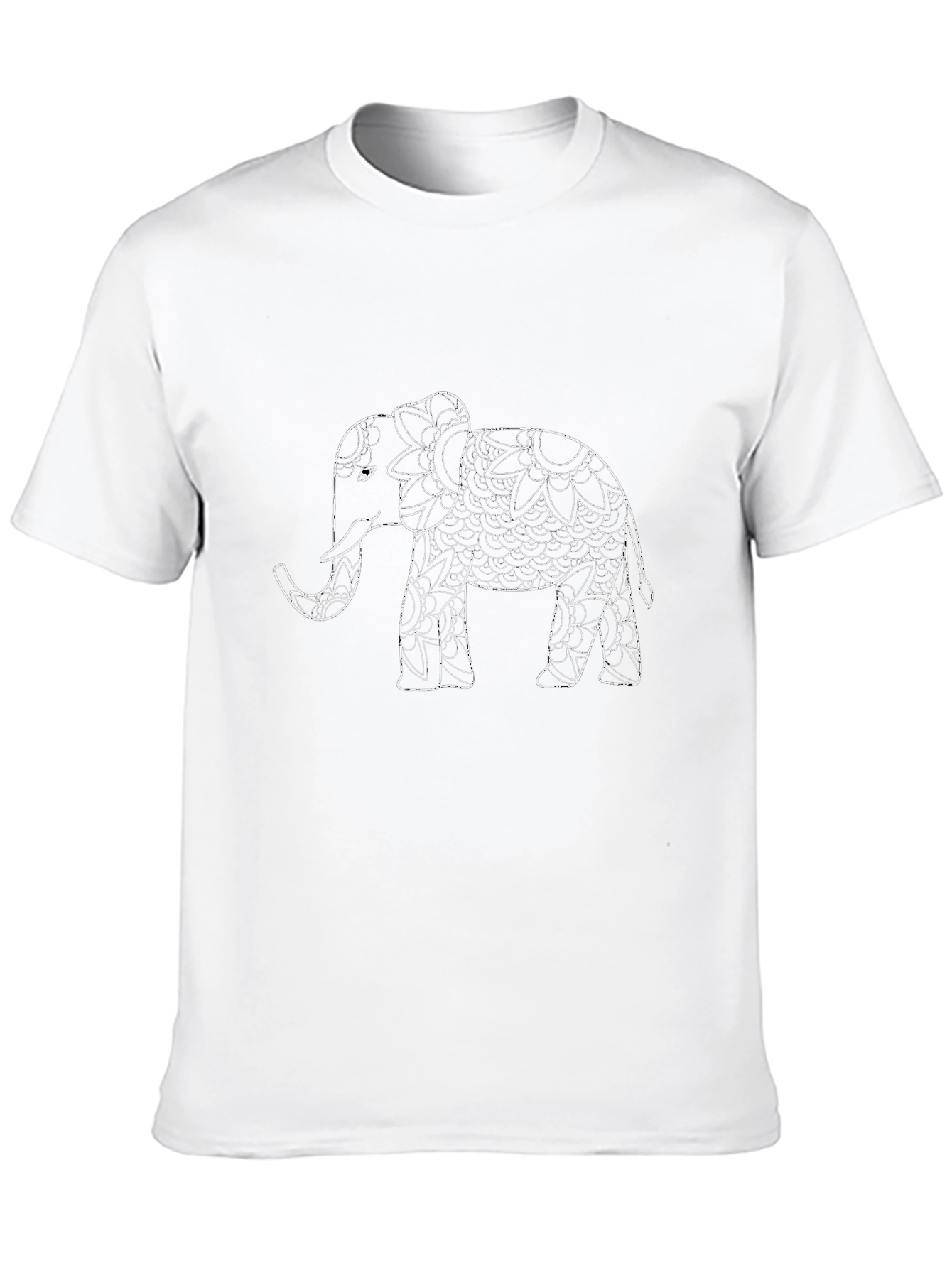 Elephant Mandala Print Black T-Shirt