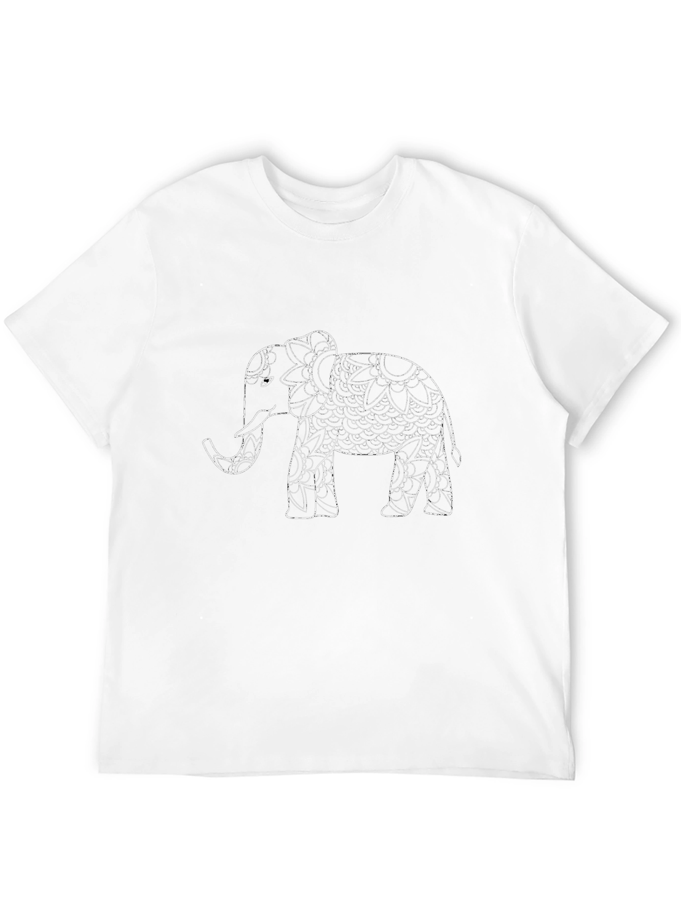 Elephant Mandala Print Black T-Shirt
