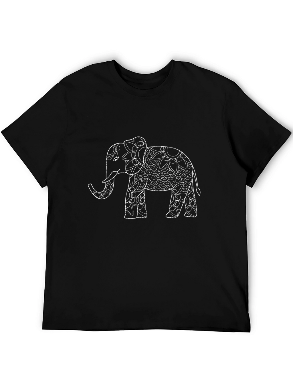 Elephant Mandala Print Black T-Shirt