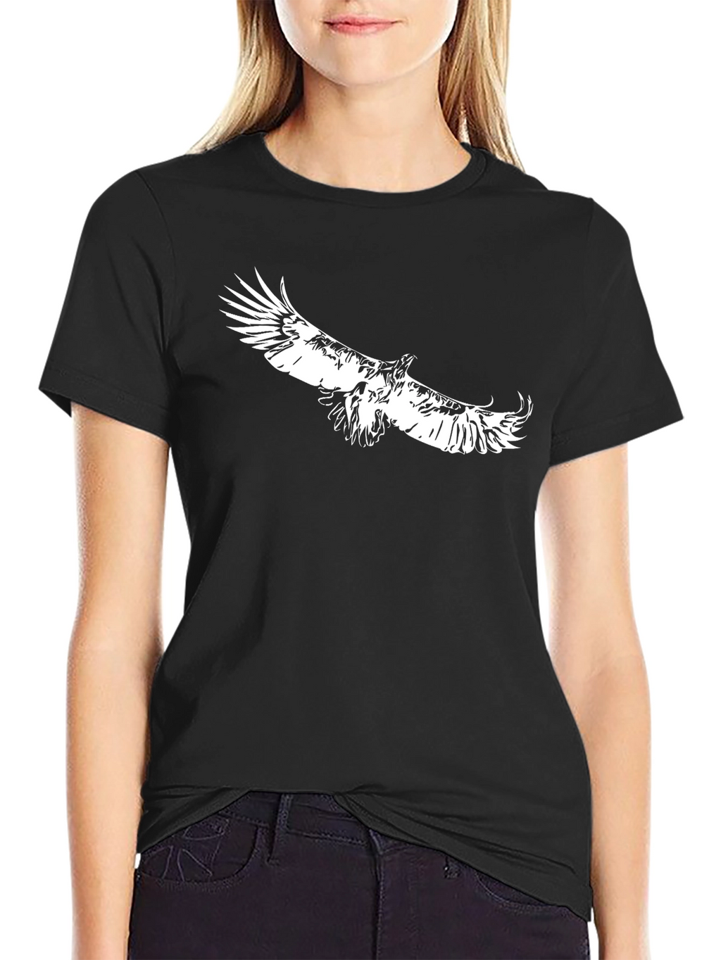 Black T-Shirt with Eagle Print