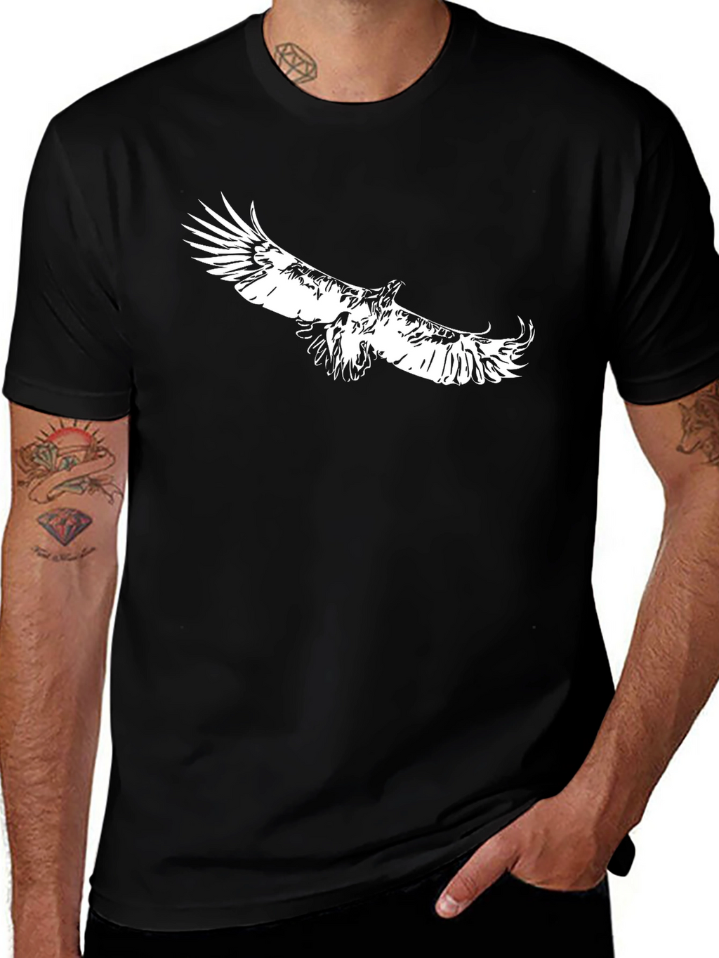 Black T-Shirt with Eagle Print