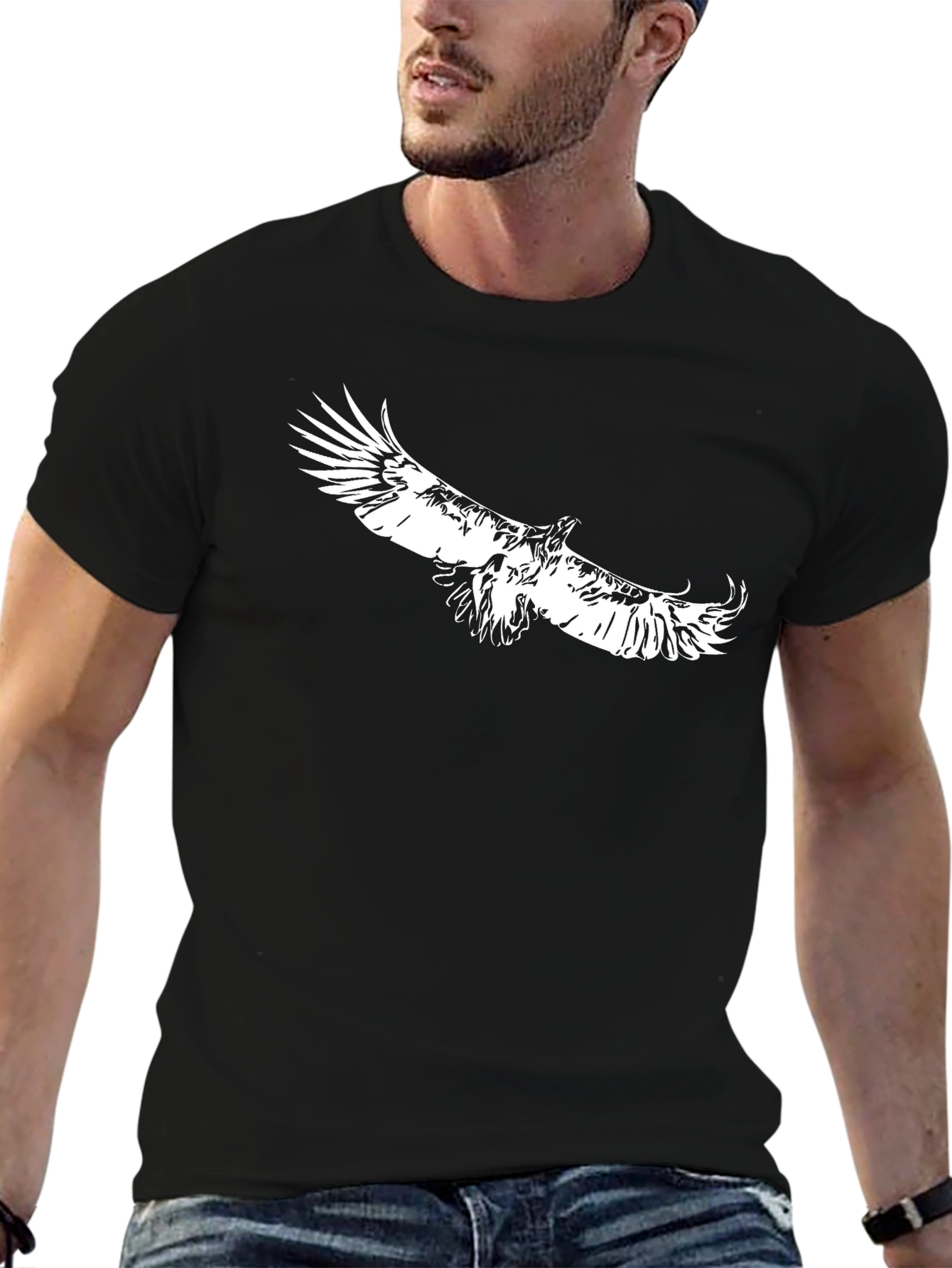 Black T-Shirt with Eagle Print