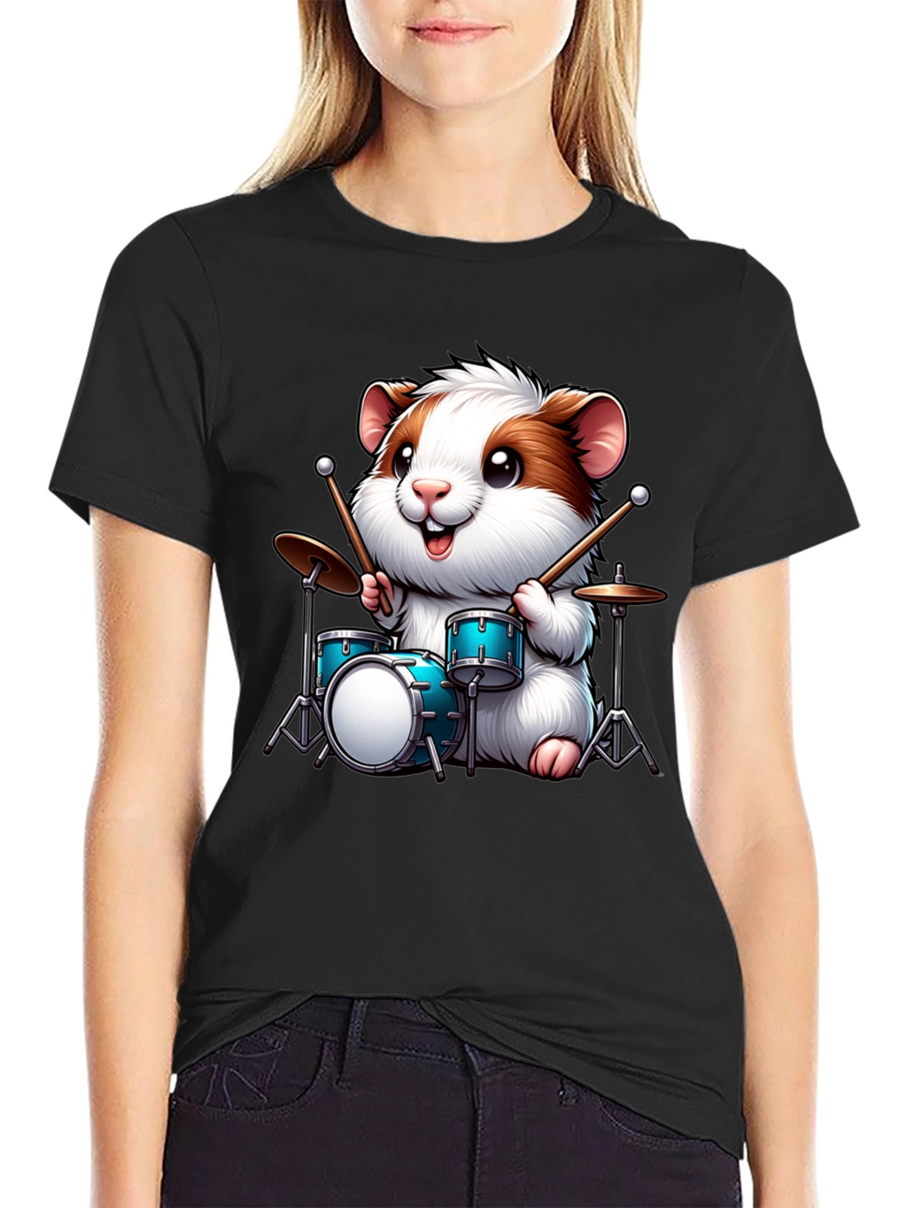 Drummer Hamster Graphic T-Shirt