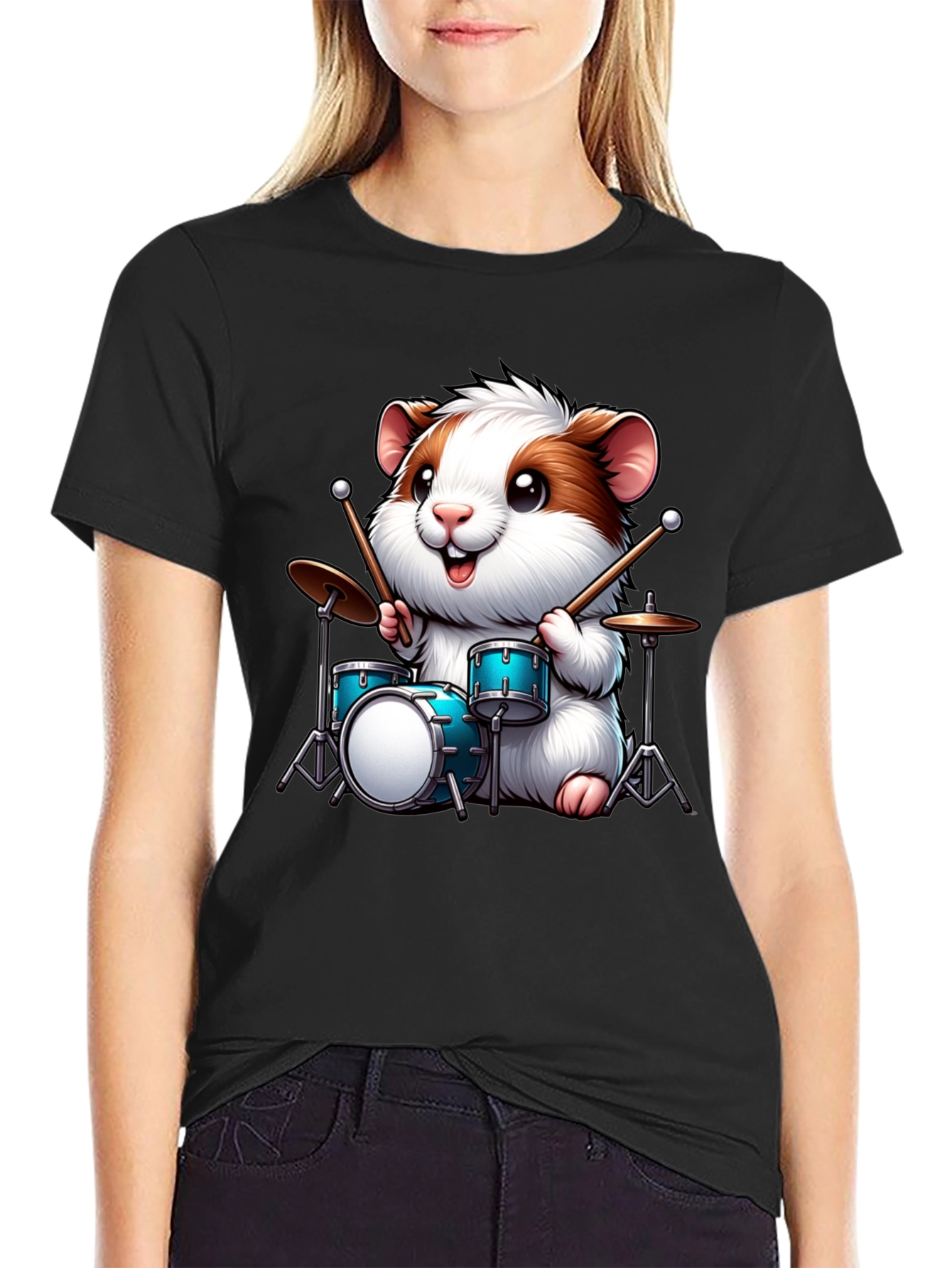 Drummer Hamster Graphic T-Shirt