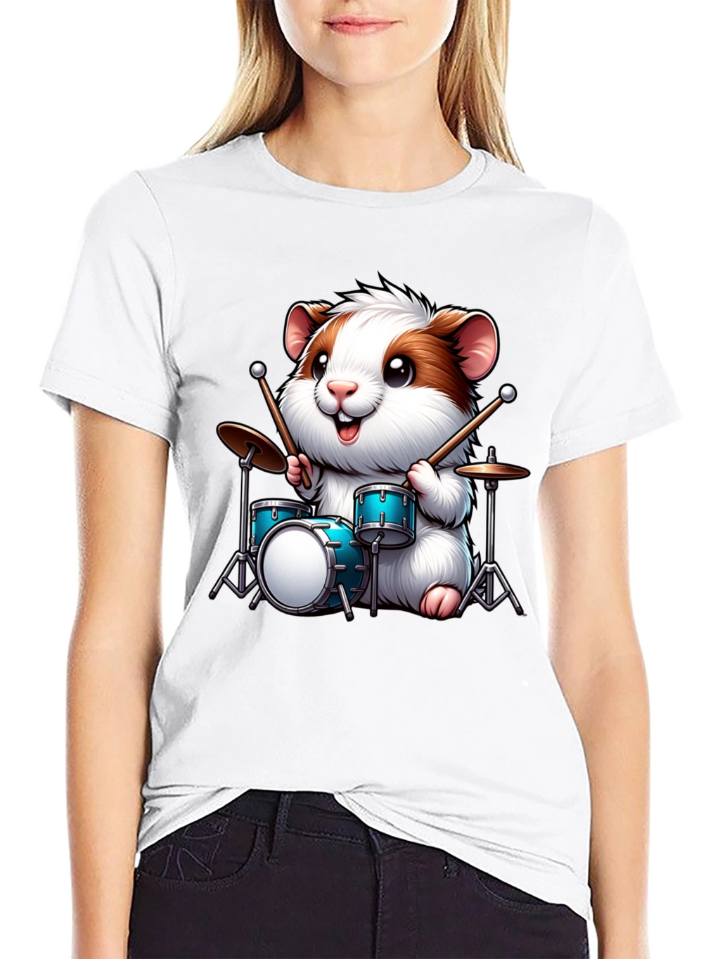 Drummer Hamster Graphic T-Shirt