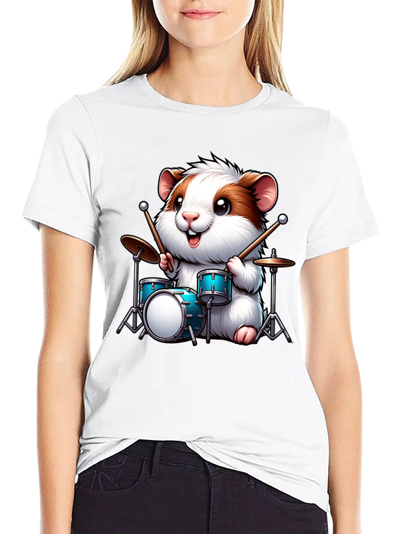 Drummer Hamster Graphic T-Shirt