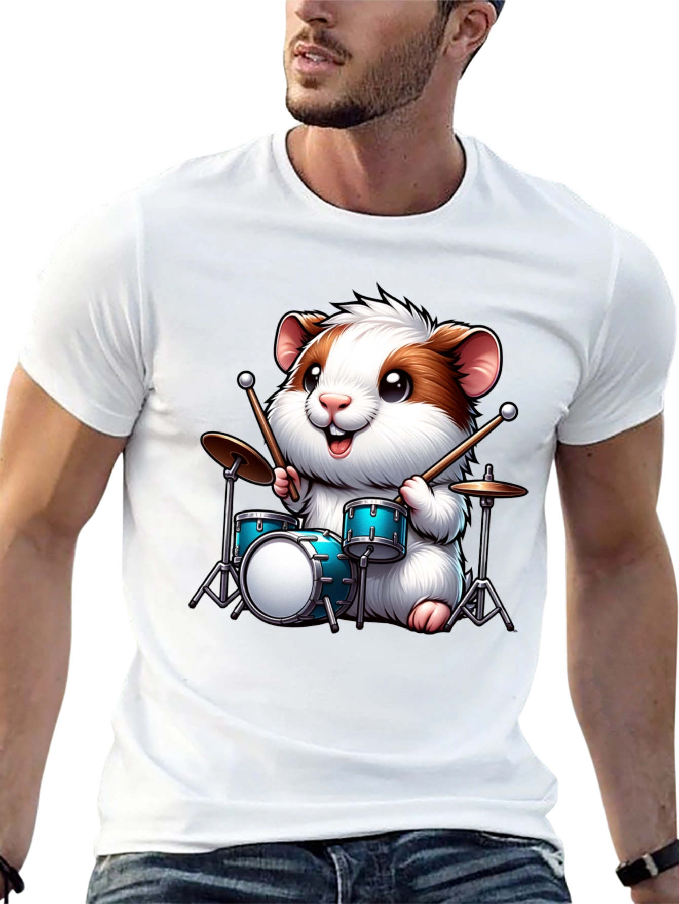 Drummer Hamster Graphic T-Shirt