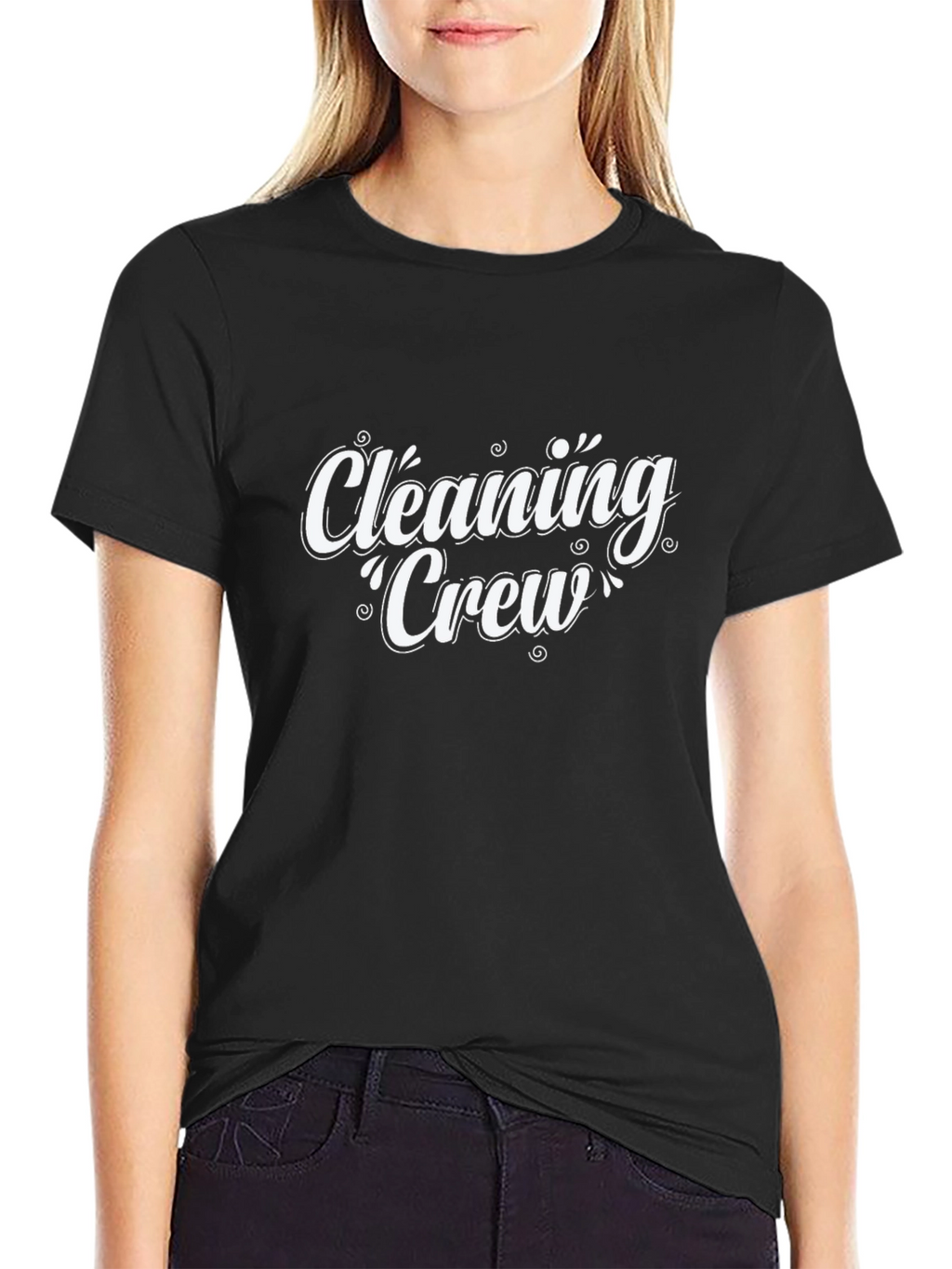 Cleaning Crew Graphic Tee - Black Cotton T-Shirt