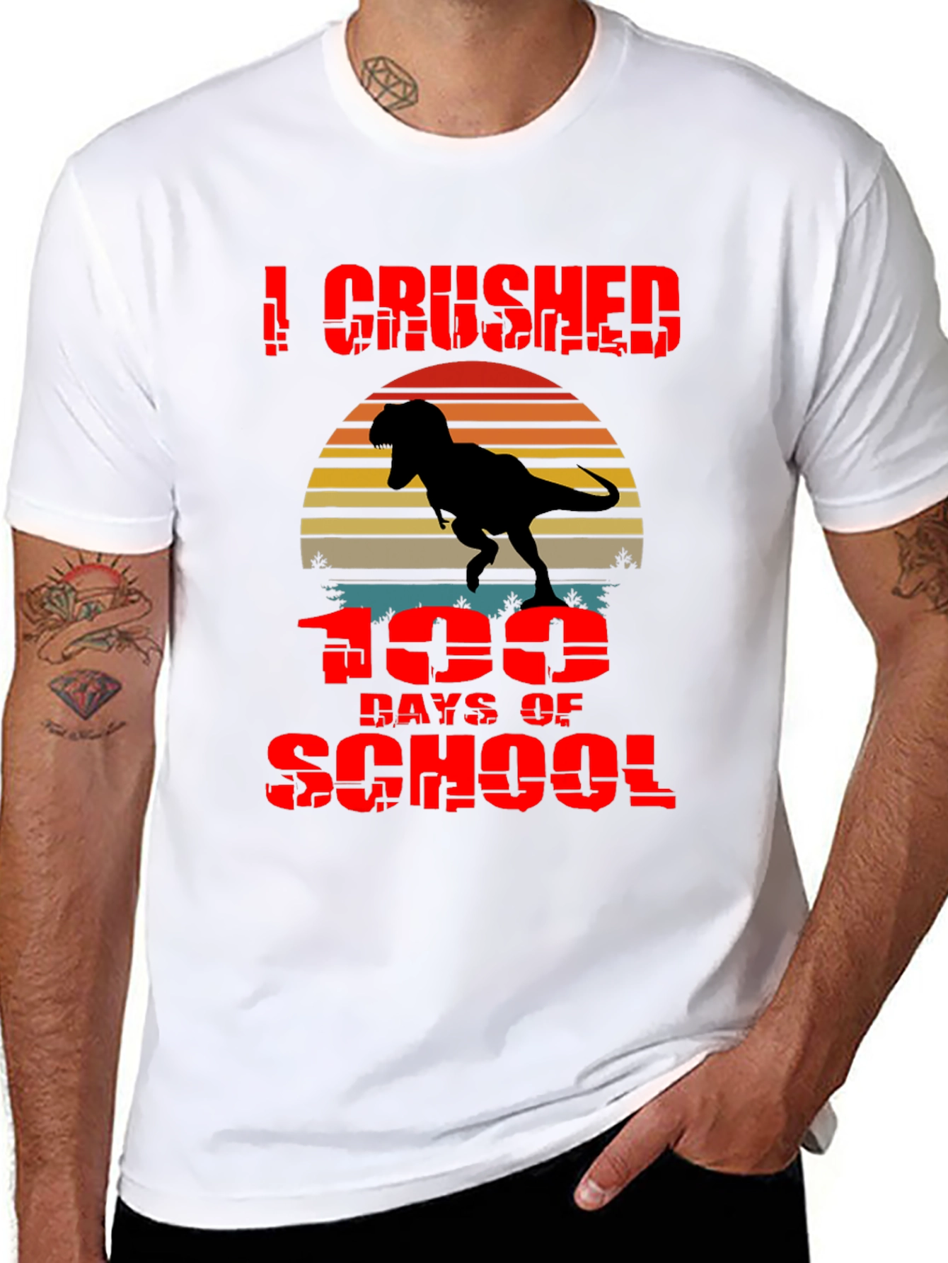 Crushed 100 Days of School T-Rex T-Shirt