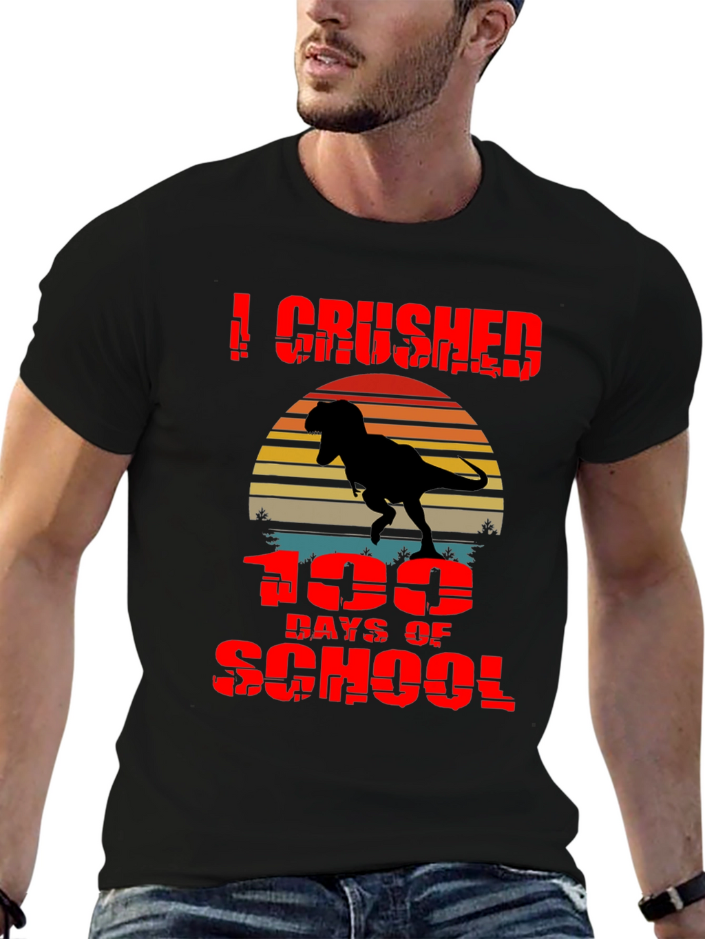 Crushed 100 Days of School T-Rex T-Shirt