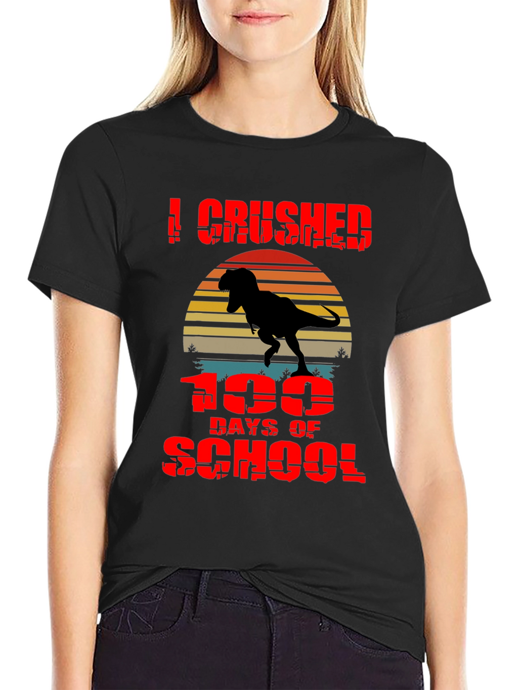 Crushed 100 Days of School T-Rex T-Shirt