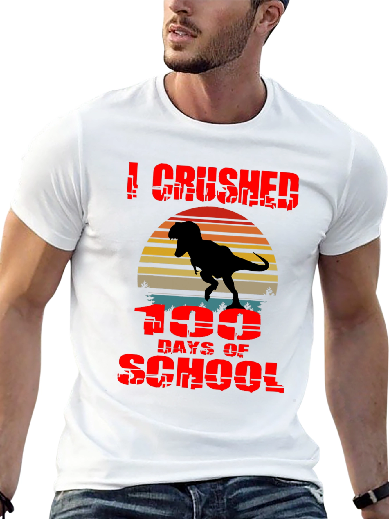 Crushed 100 Days of School T-Rex T-Shirt