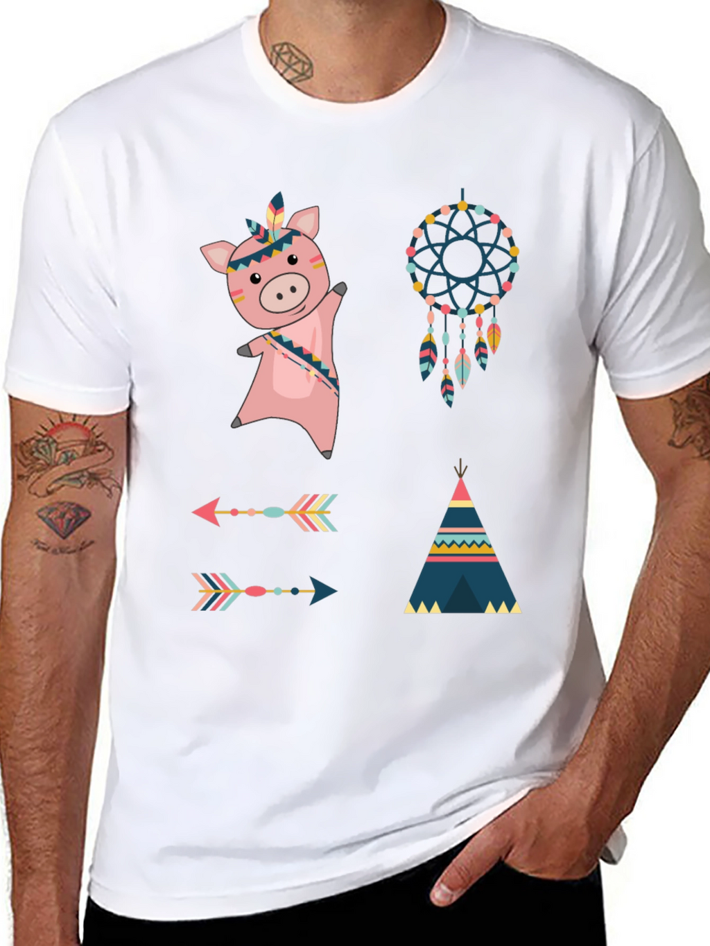 Native American Pig T-Shirt