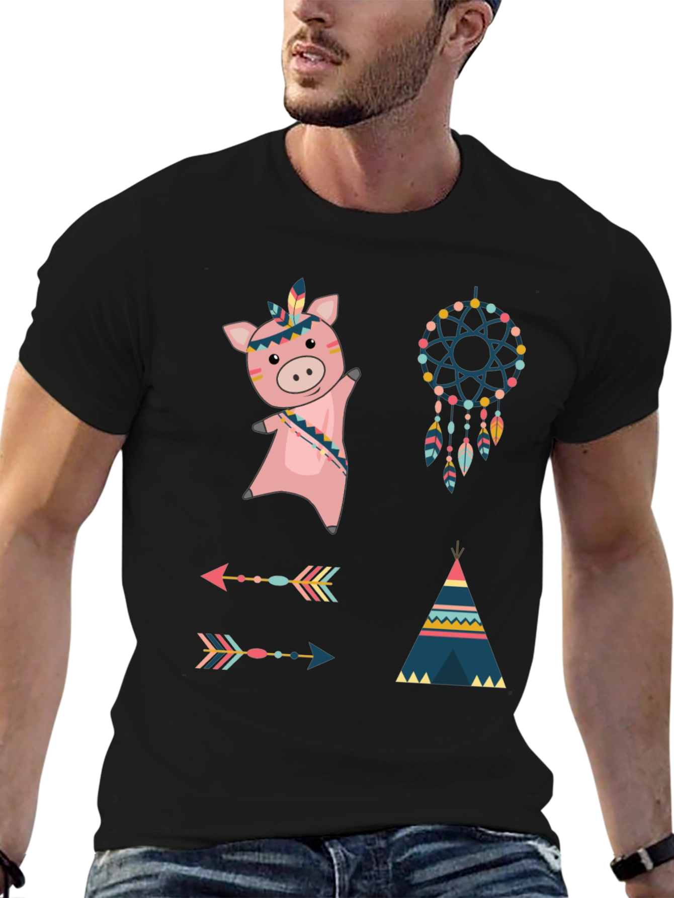 Native American Pig T-Shirt