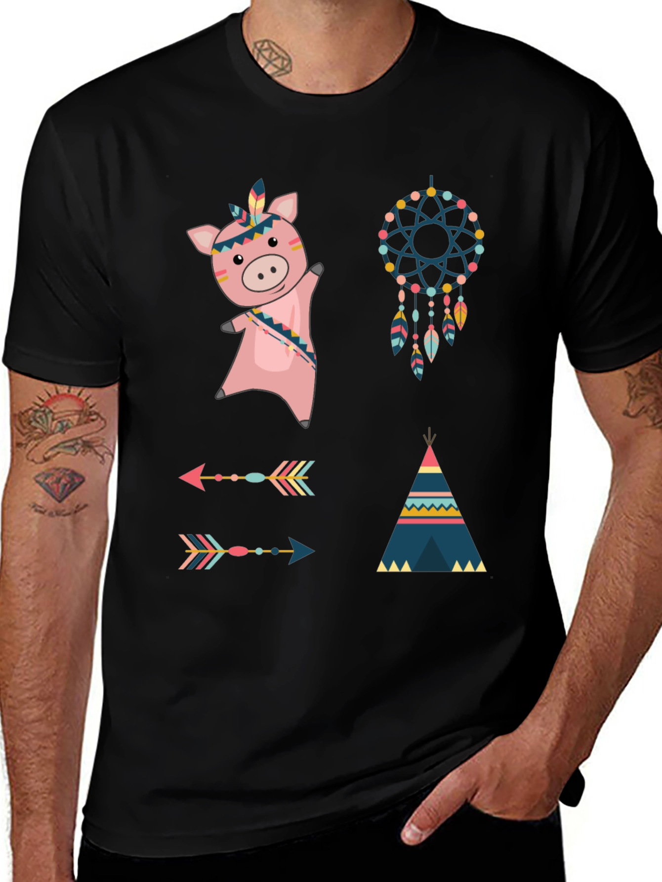 Native American Pig T-Shirt