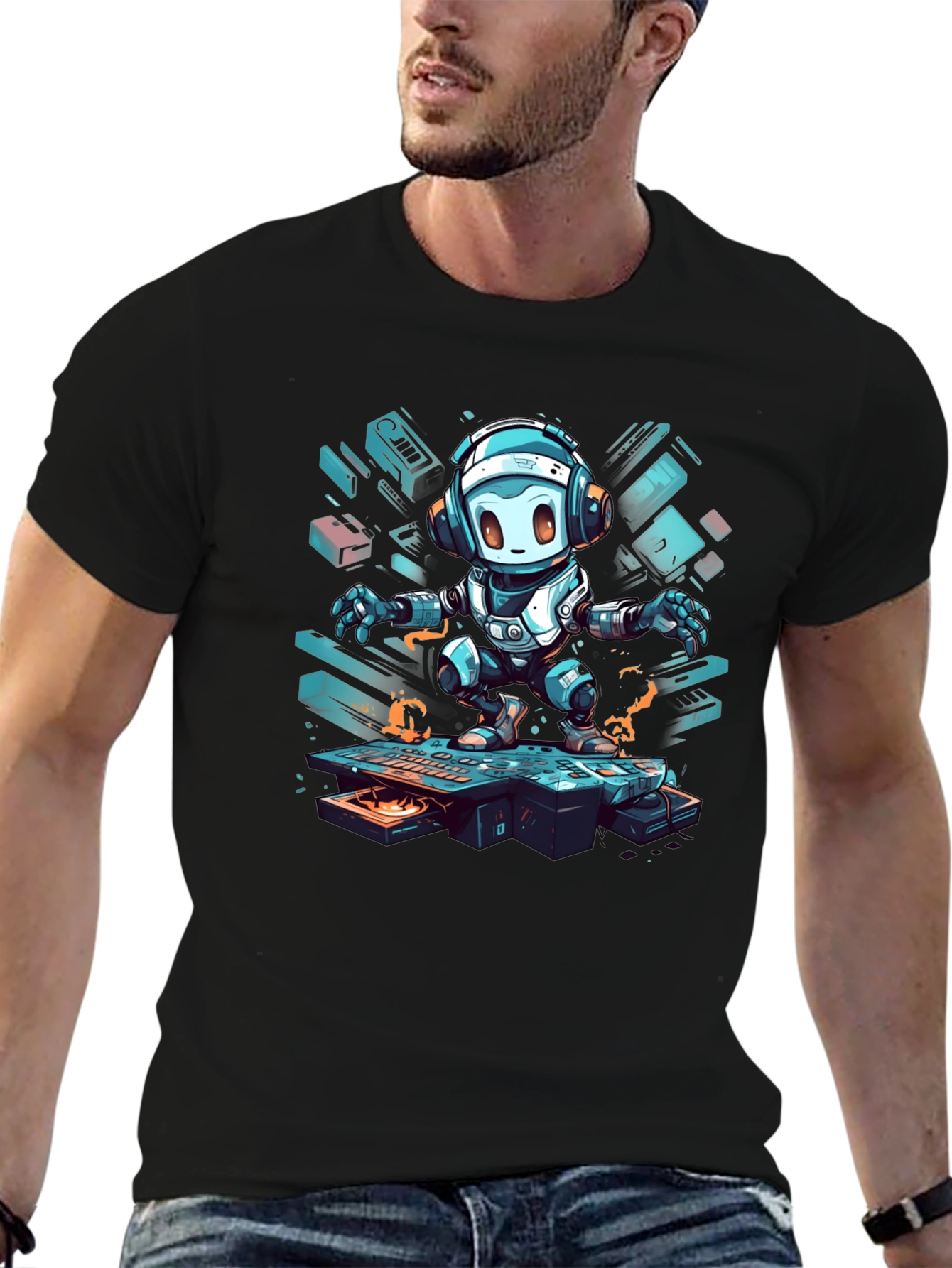Robot DJ Graphic Tee - Cool & Trendy