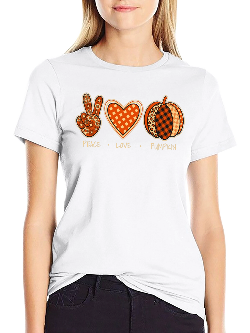 Peace Love Pumpkin Graphic Tee - Fall T-Shirt