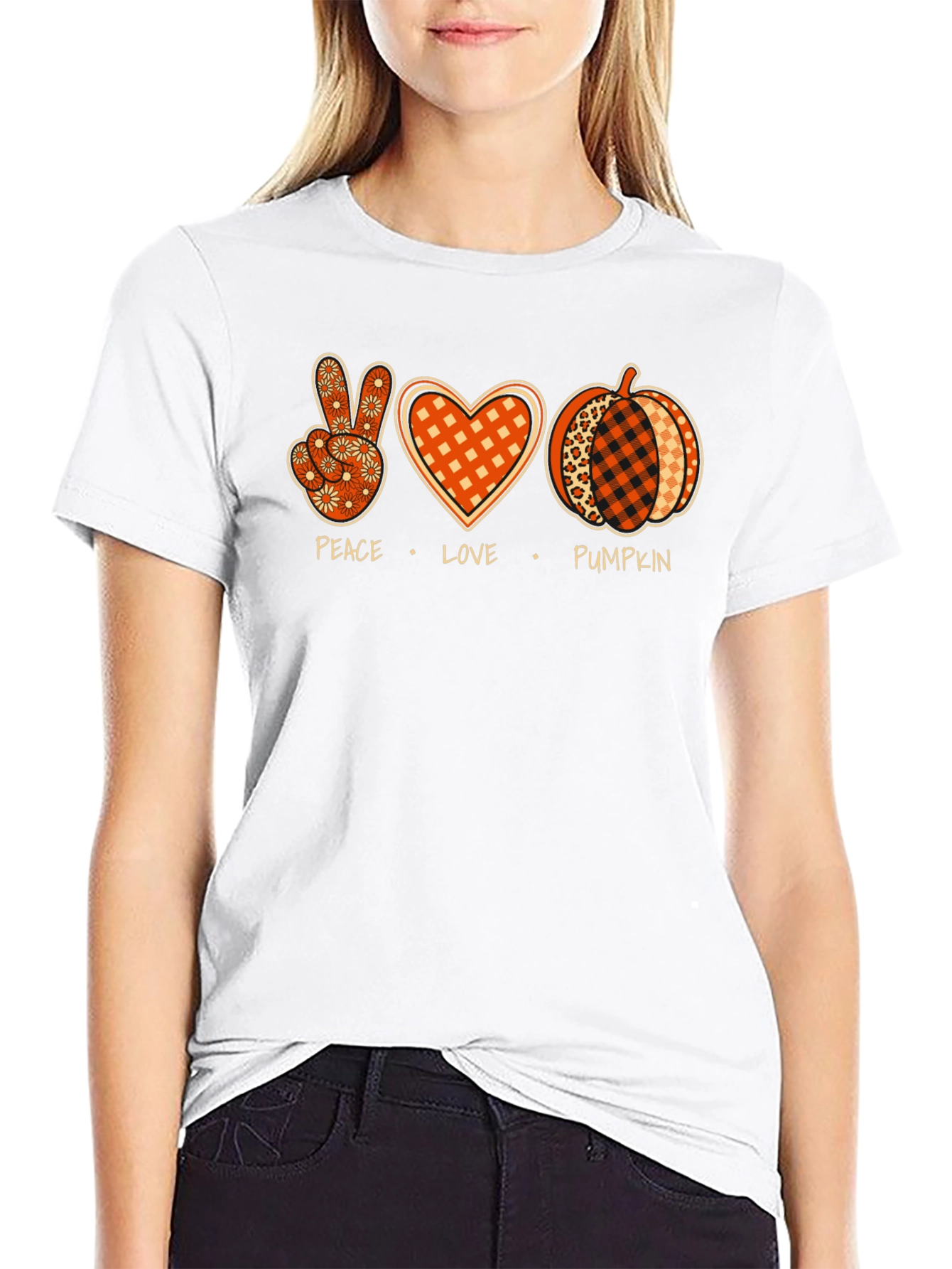 Peace Love Pumpkin Graphic Tee - Fall T-Shirt