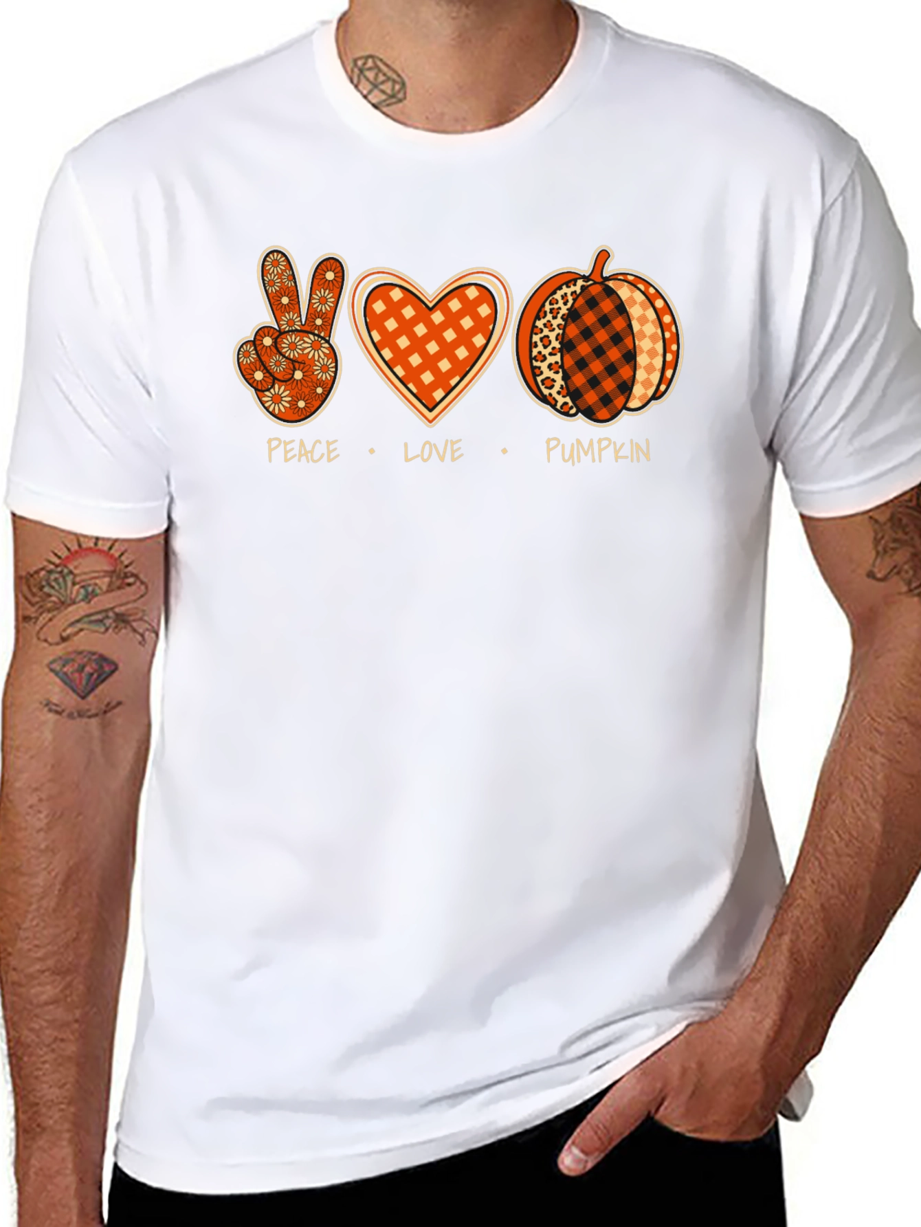 Peace Love Pumpkin Graphic Tee - Fall T-Shirt