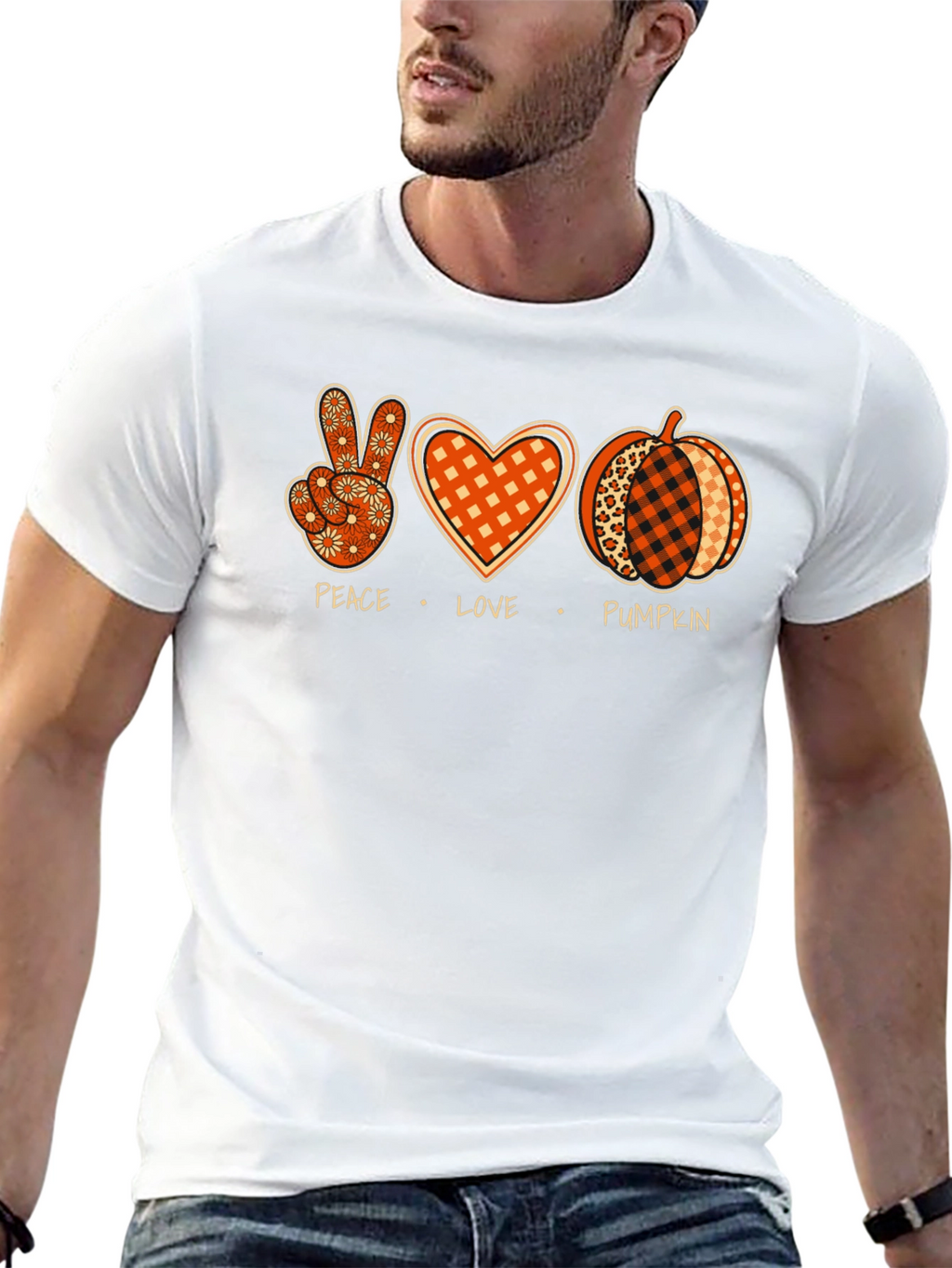 Peace Love Pumpkin Graphic Tee - Fall T-Shirt