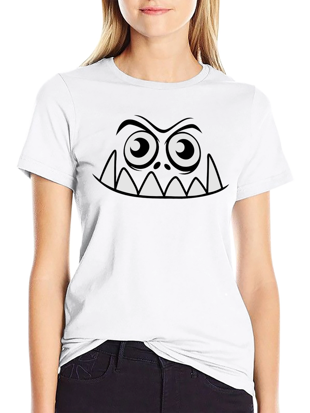 Monster Face Graphic T-Shirt - Funny Cartoon Tee
