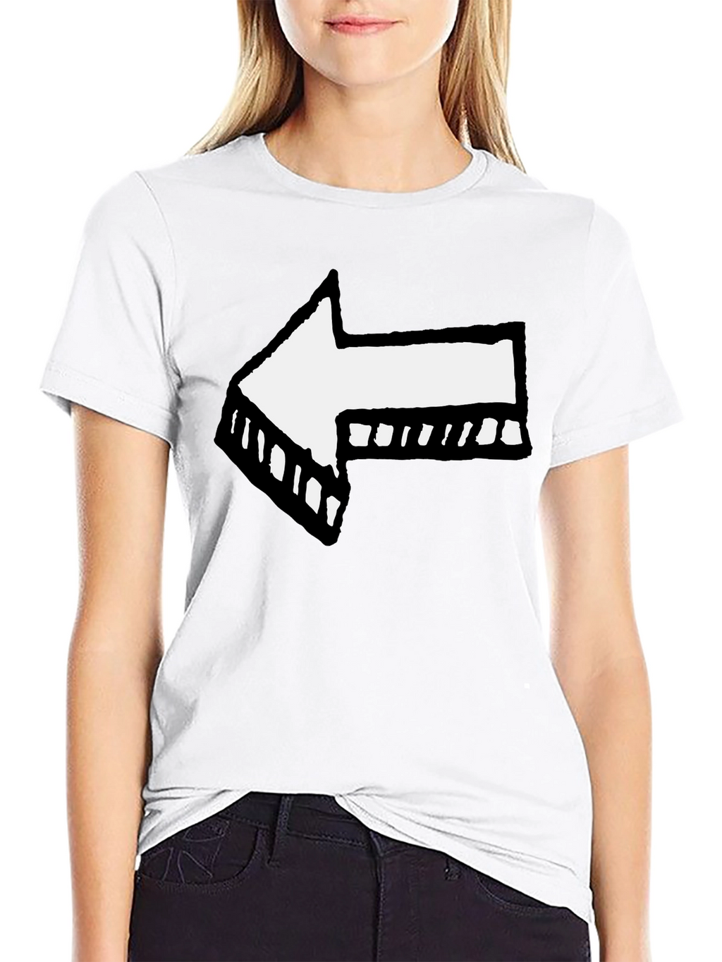 Left Arrow Graphic Print Black T-Shirt