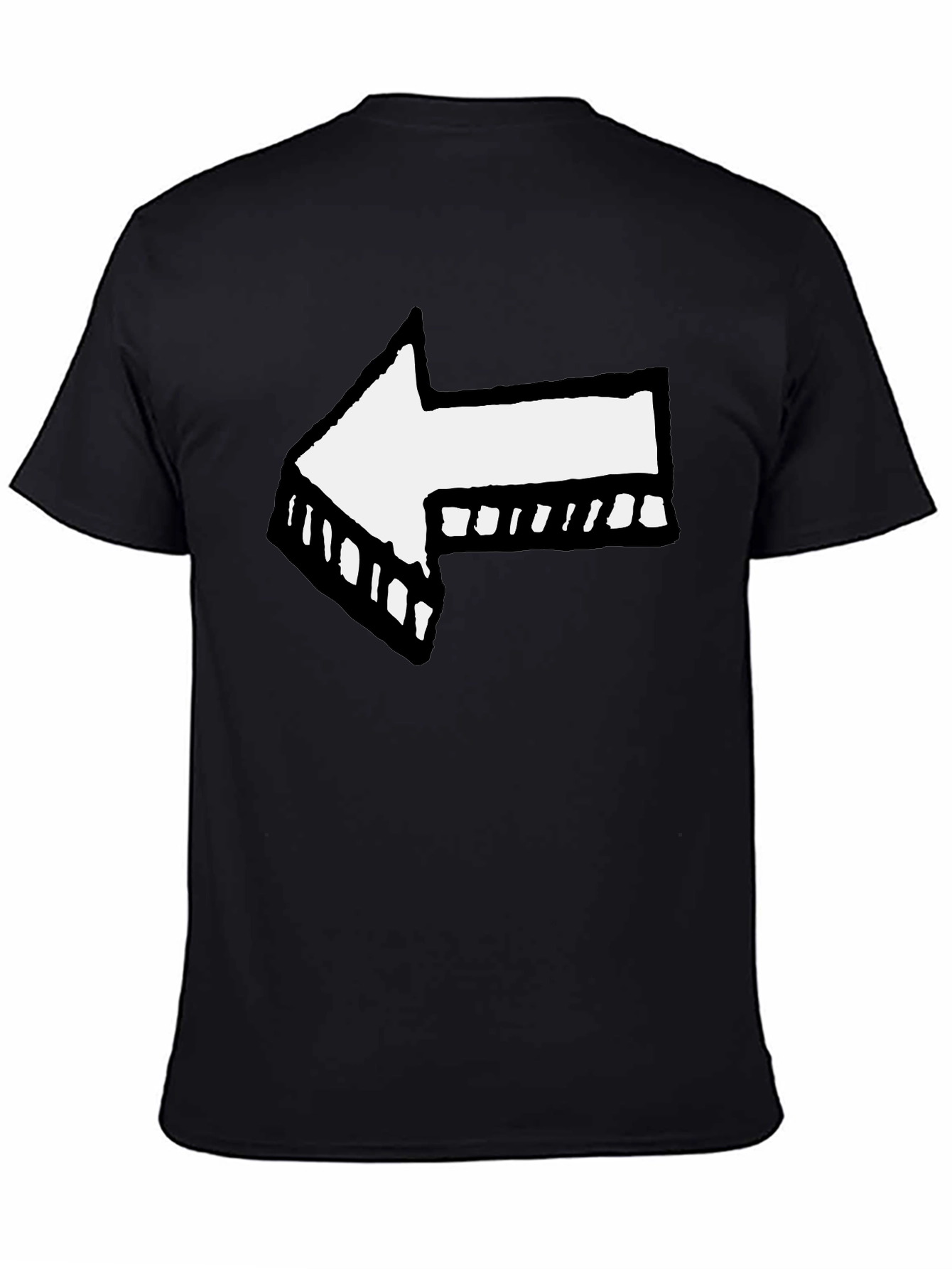 Left Arrow Graphic Print Black T-Shirt