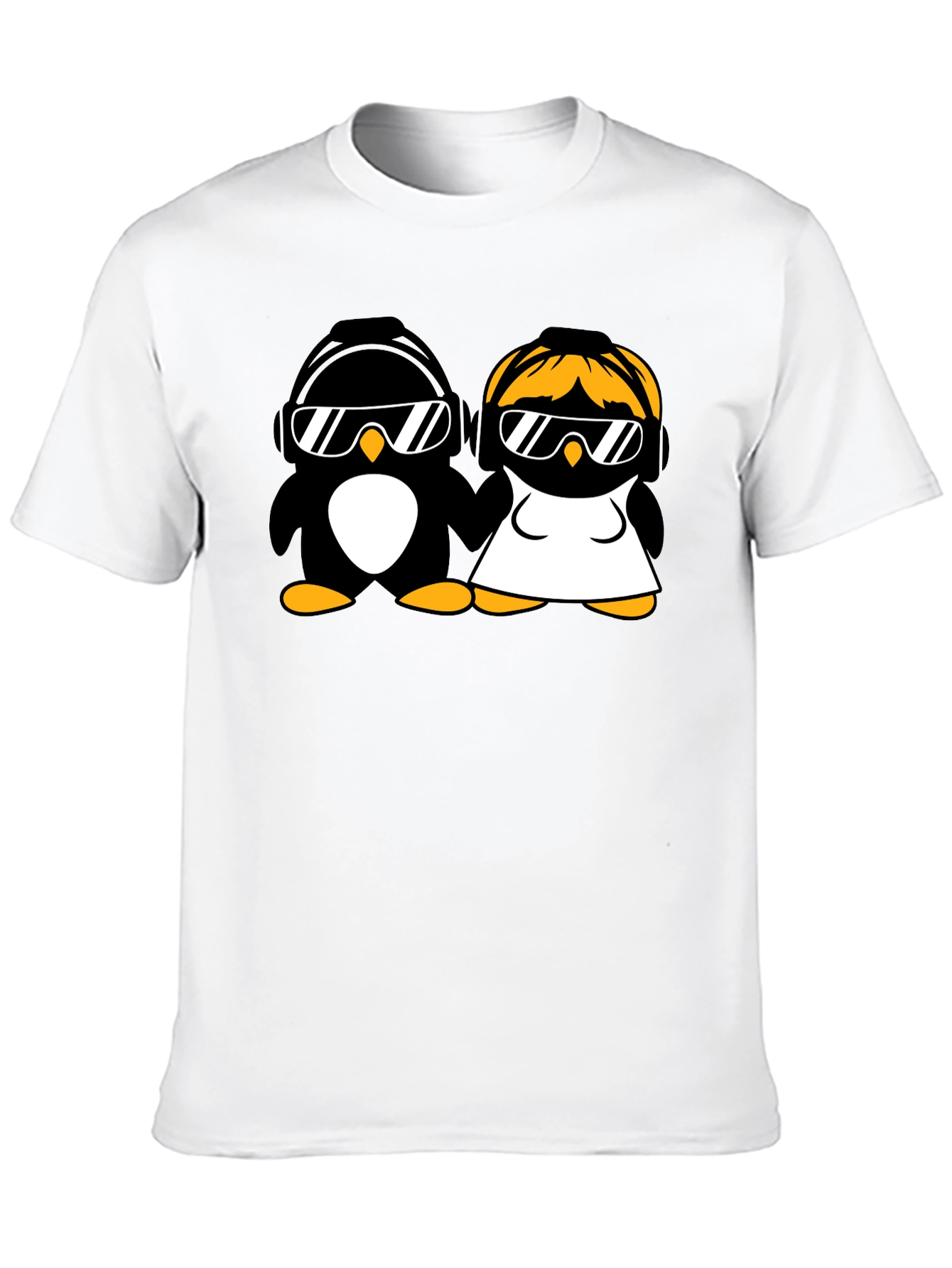 Cool Penguins T-Shirt - Music Loving Couple