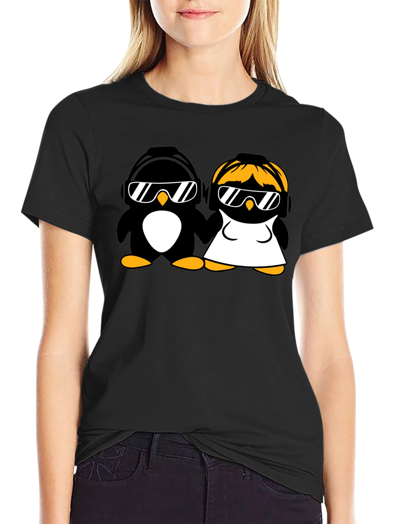 Cool Penguins T-Shirt - Music Loving Couple