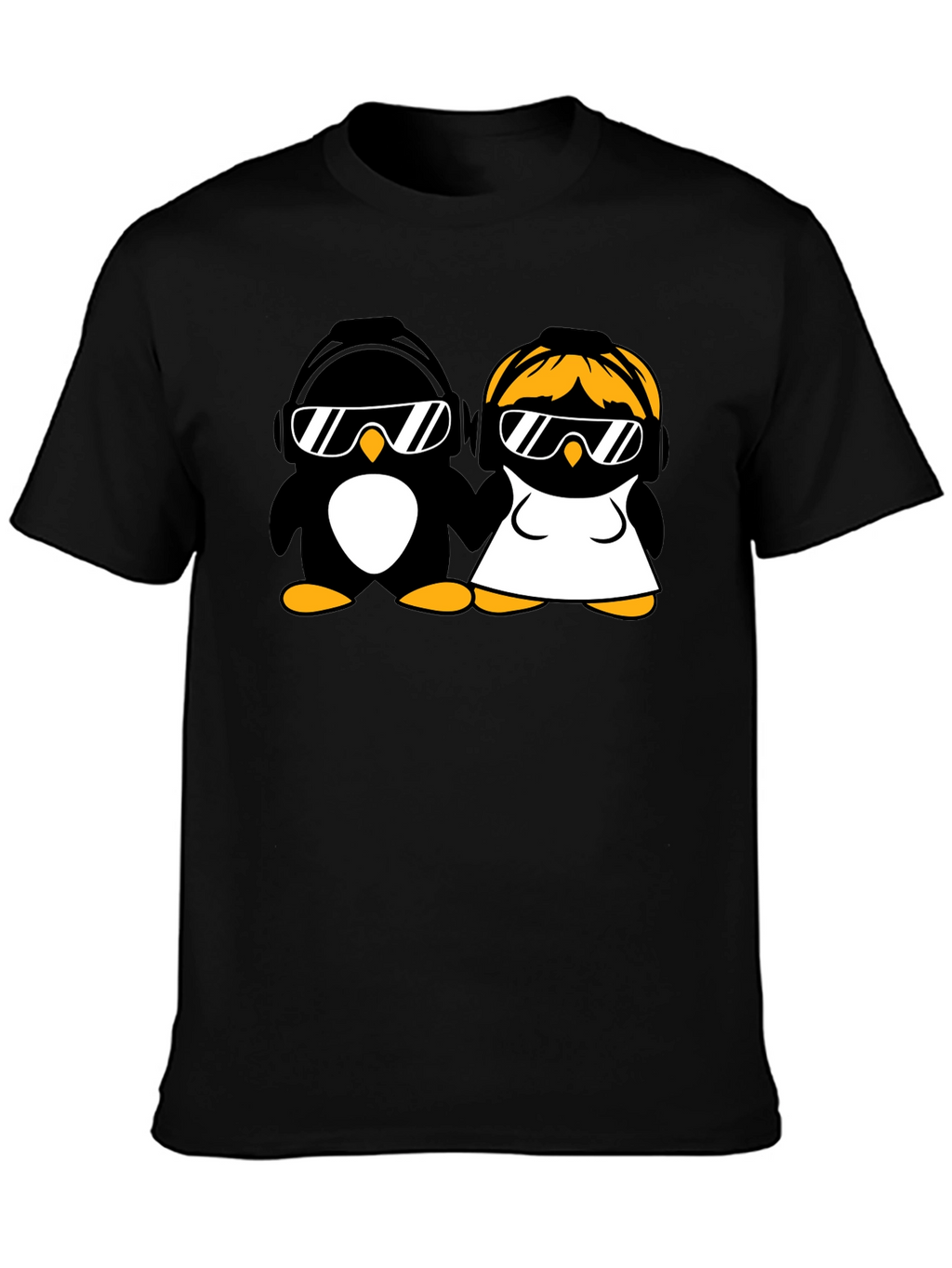 Cool Penguins T-Shirt - Music Loving Couple