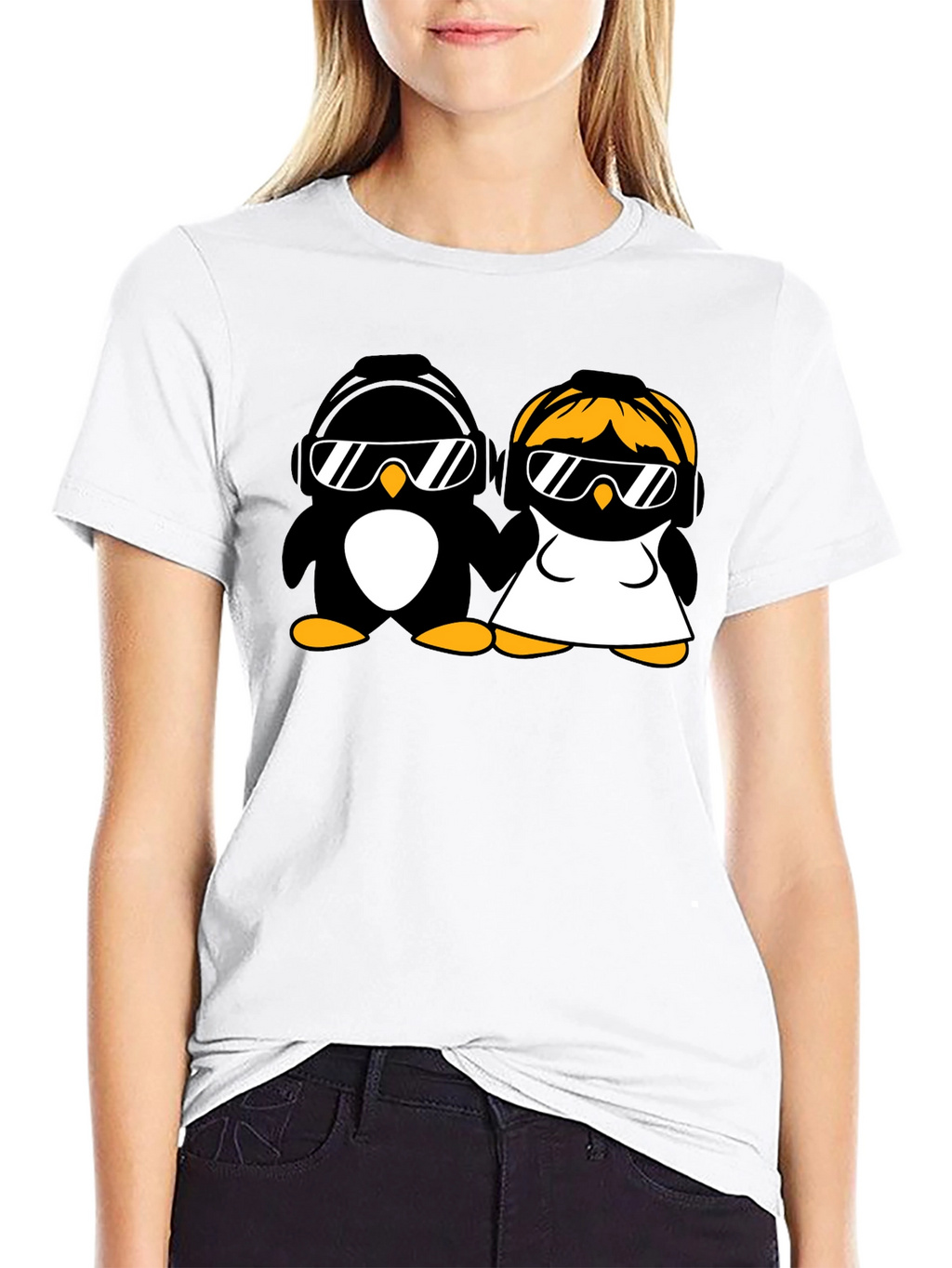 Cool Penguins T-Shirt - Music Loving Couple
