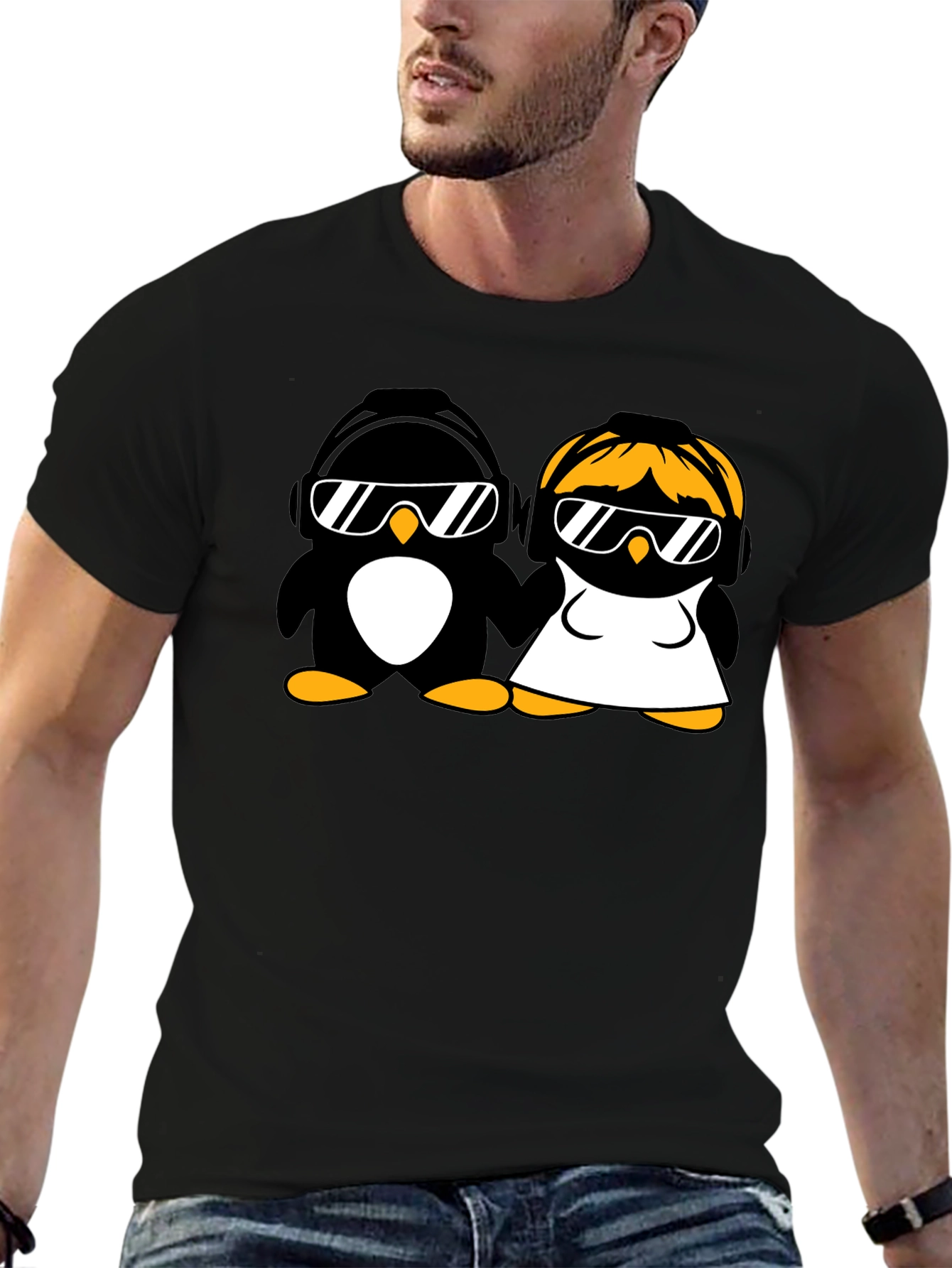 Cool Penguins T-Shirt - Music Loving Couple