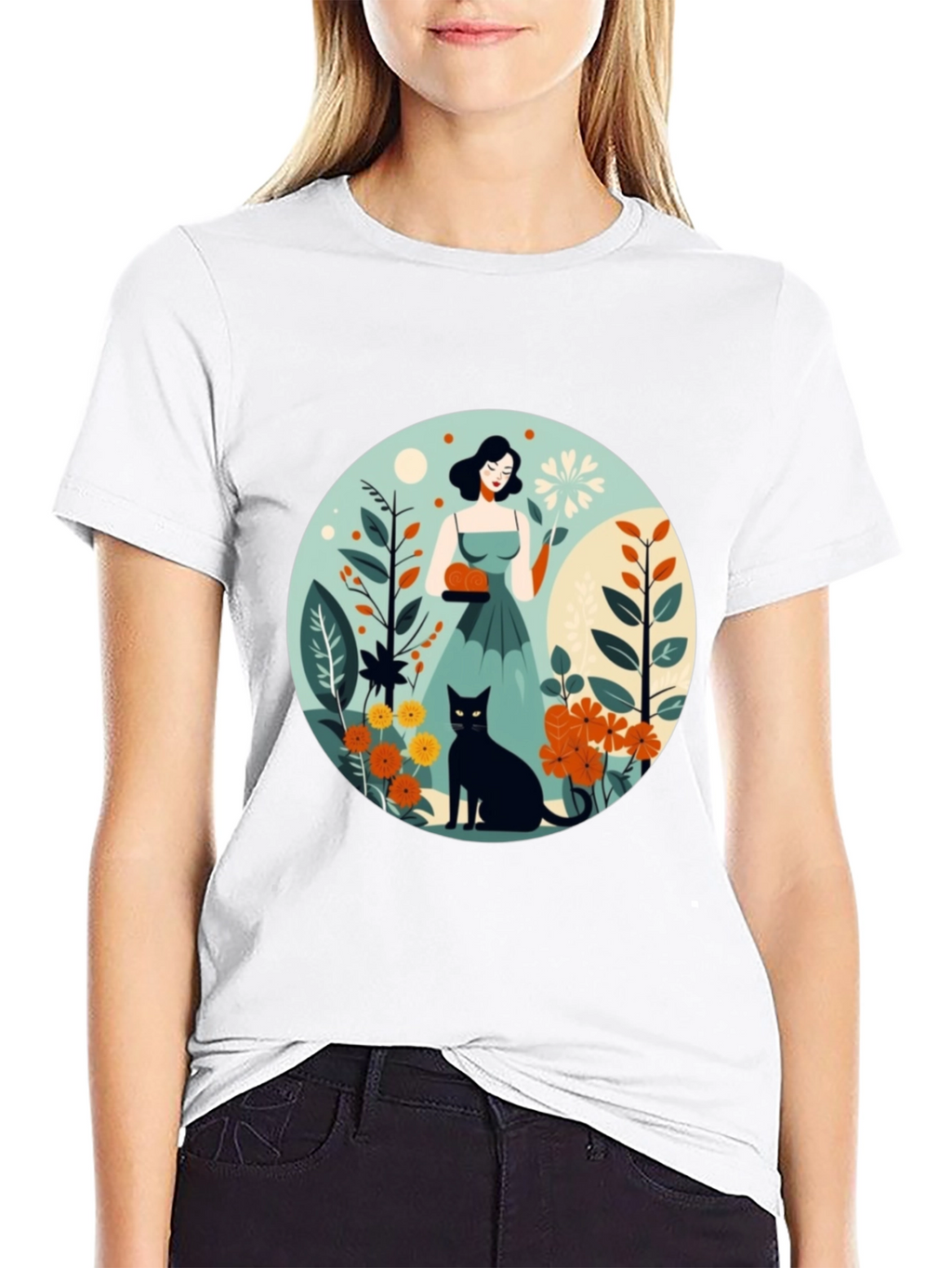 Artistic Garden Cat T-Shirt