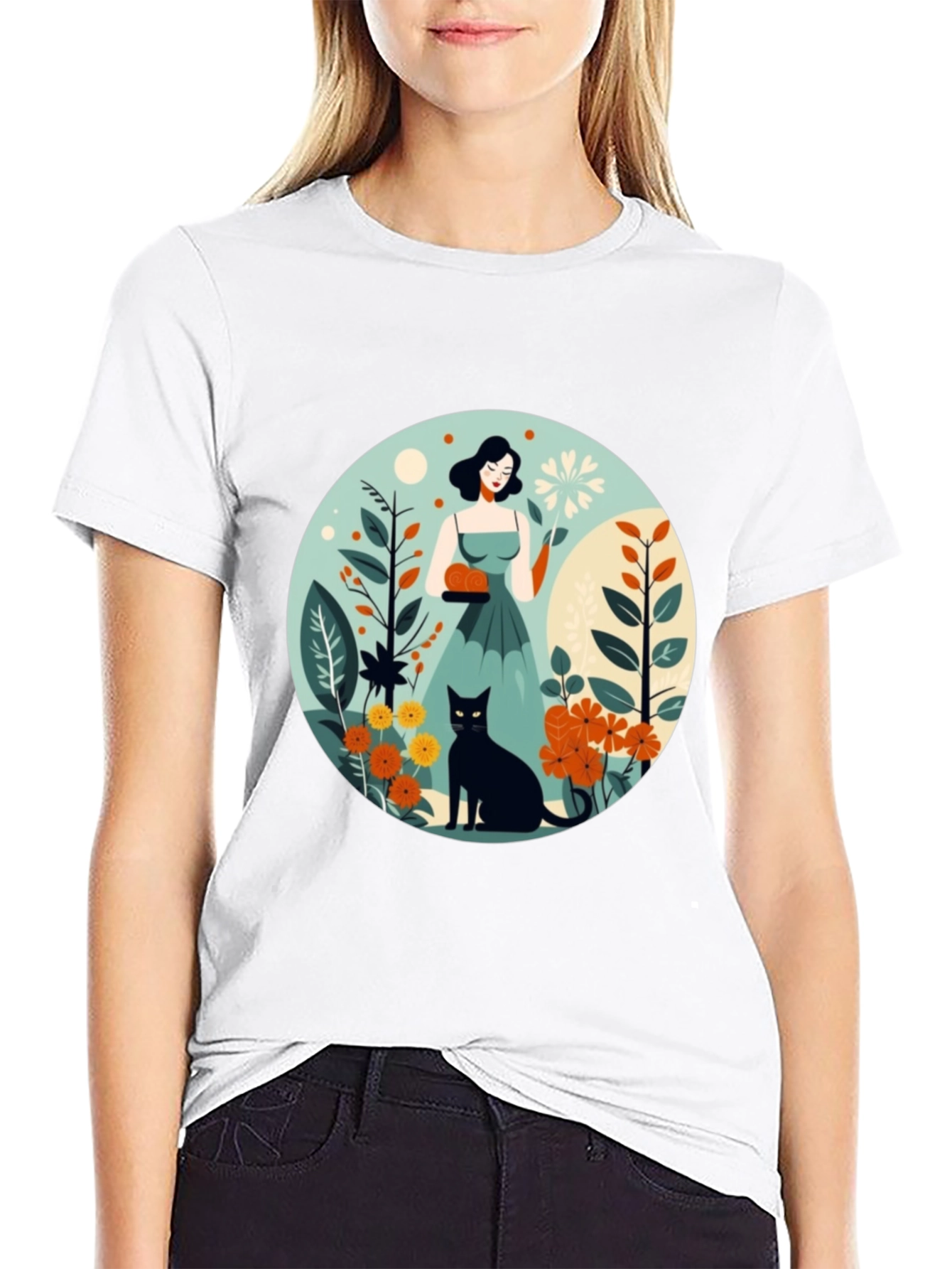 Artistic Garden Cat T-Shirt