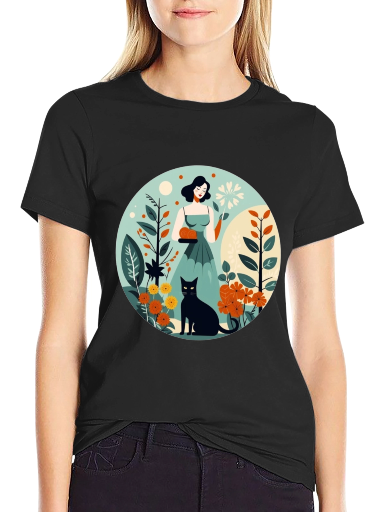 Artistic Garden Cat T-Shirt