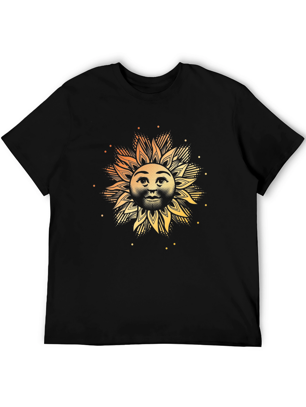 Sun Face Graphic Print Black T-Shirt