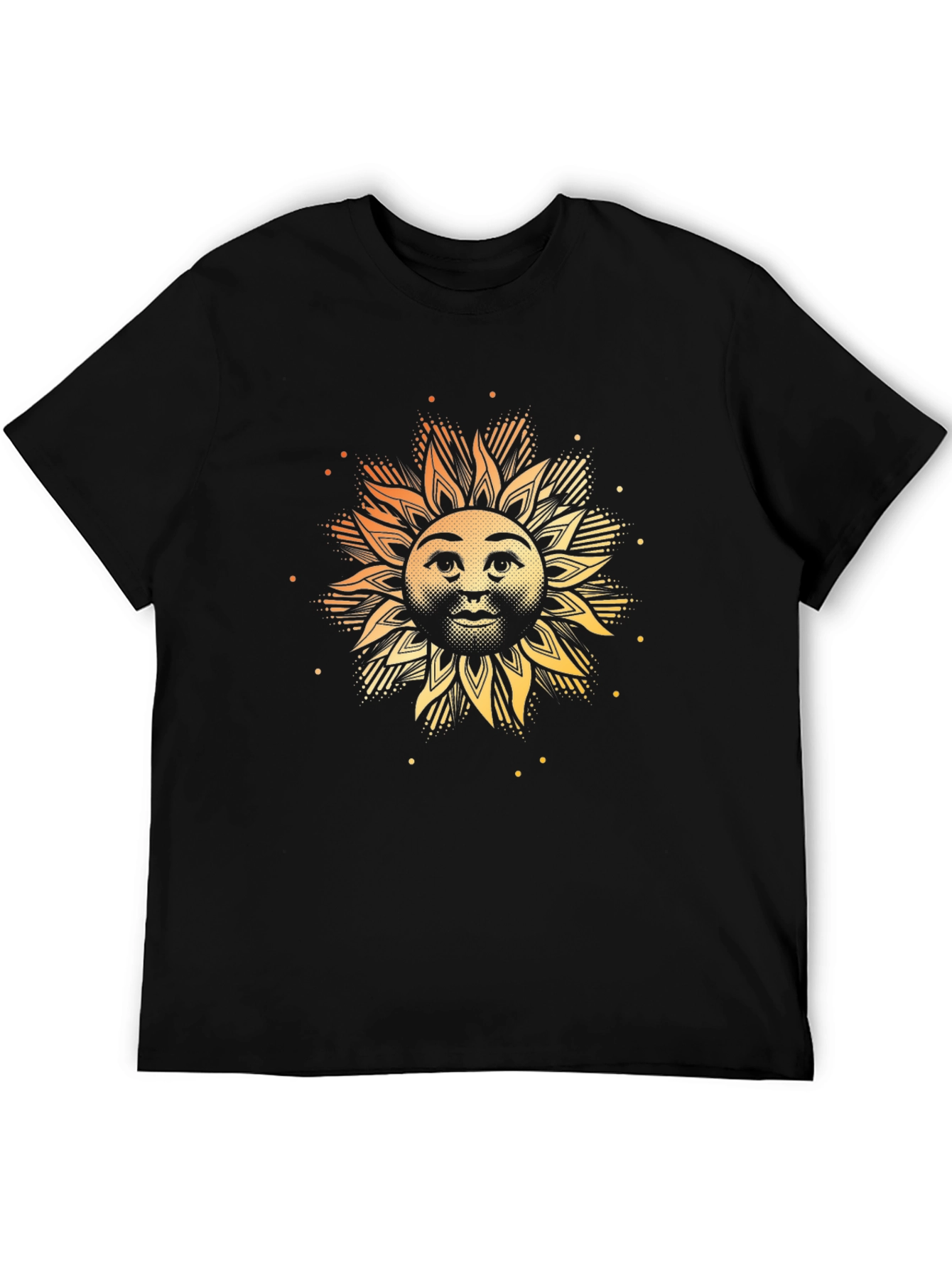 Sun Face Graphic Print Black T-Shirt
